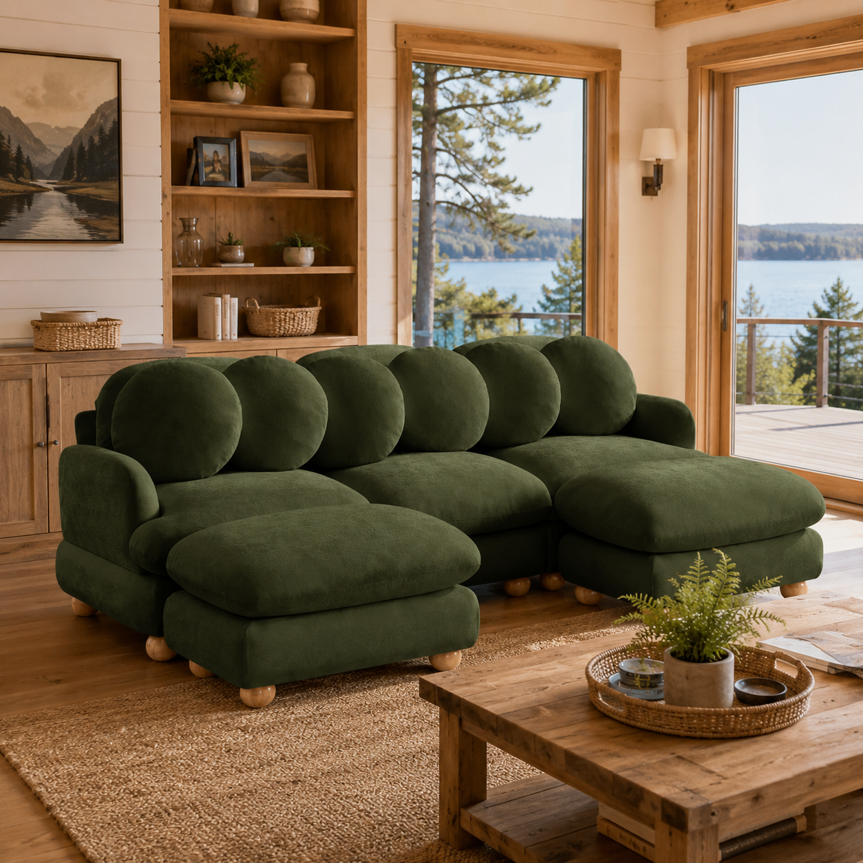Montclair 95" Modular U-Shaped Chenille Sectional Sofa with 2 Ottomans
