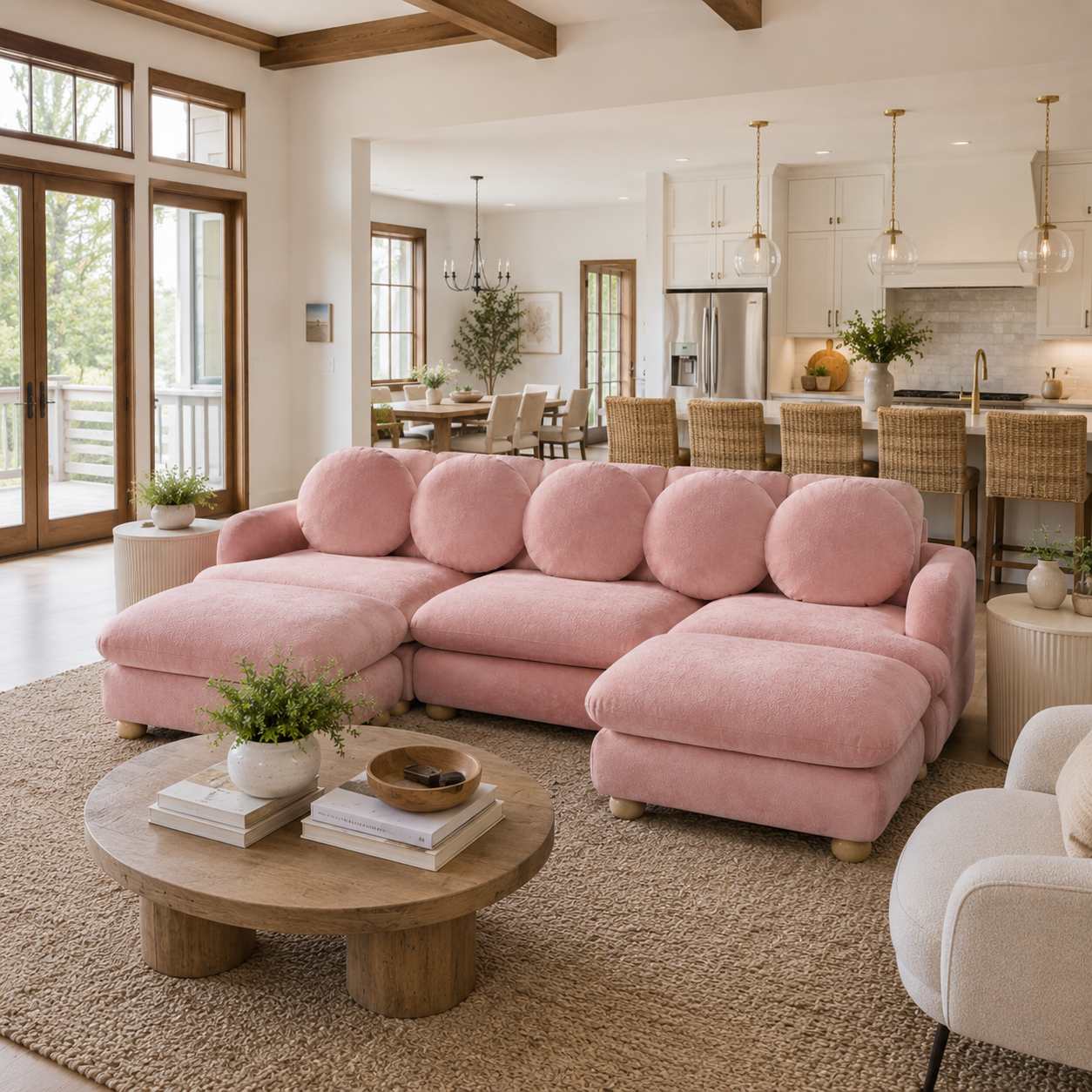 Montclair 95" Modular U-Shaped Chenille Sectional Sofa with 2 Ottomans