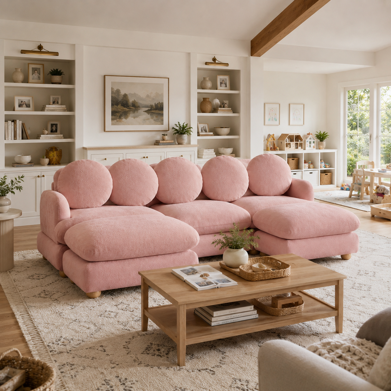 Montclair 95" Modular U-Shaped Chenille Sectional Sofa with 2 Ottomans