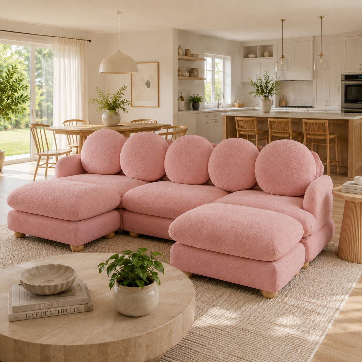 Montclair 95" Modular U-Shaped Chenille Sectional Sofa with 2 Ottomans