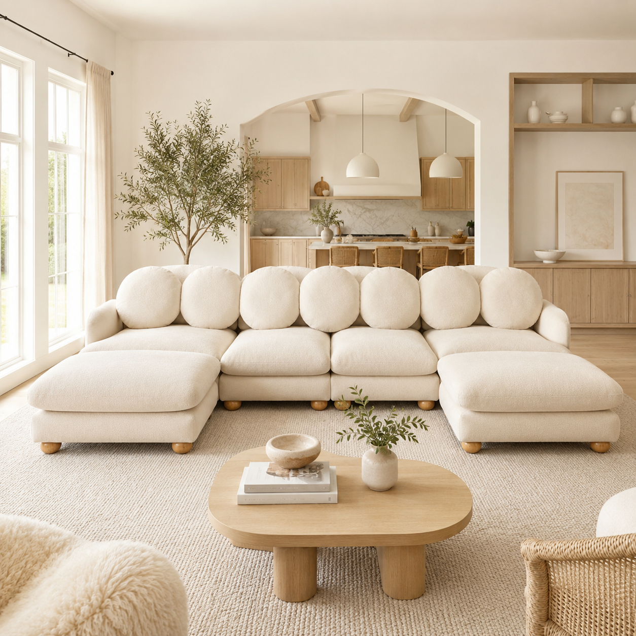 Montclair 123" Modular U-Shaped Chenille Sectional Sofa with 2 Ottomans
