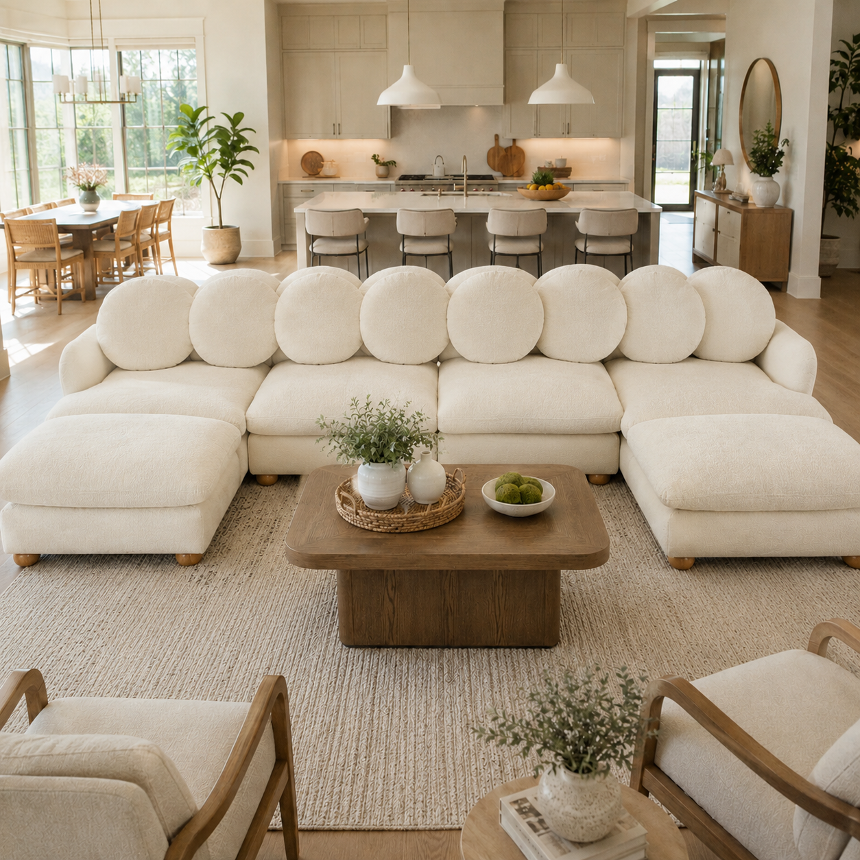 Montclair 123" Modular U-Shaped Chenille Sectional Sofa with 2 Ottomans