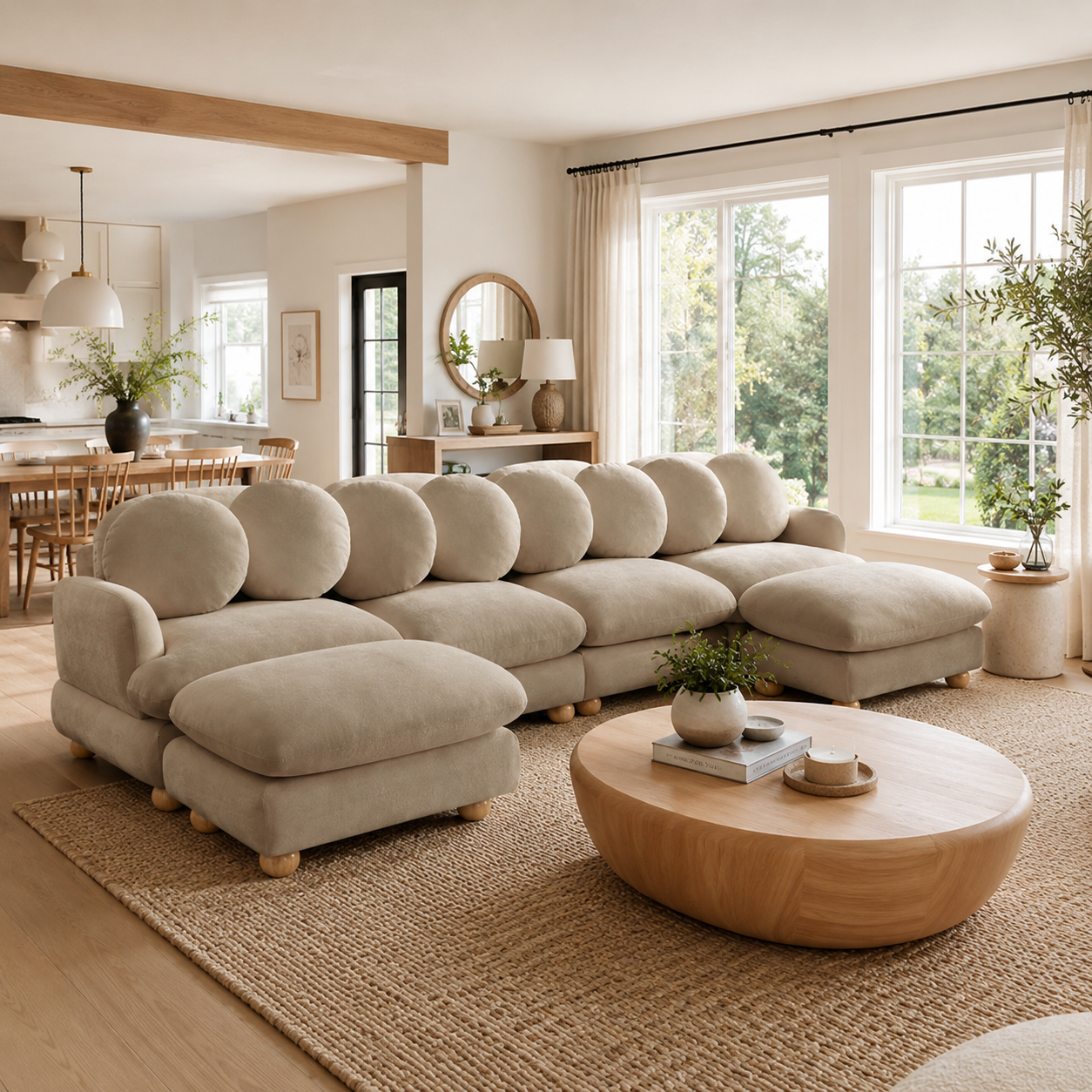 Montclair 123" Modular U-Shaped Chenille Sectional Sofa with 2 Ottomans