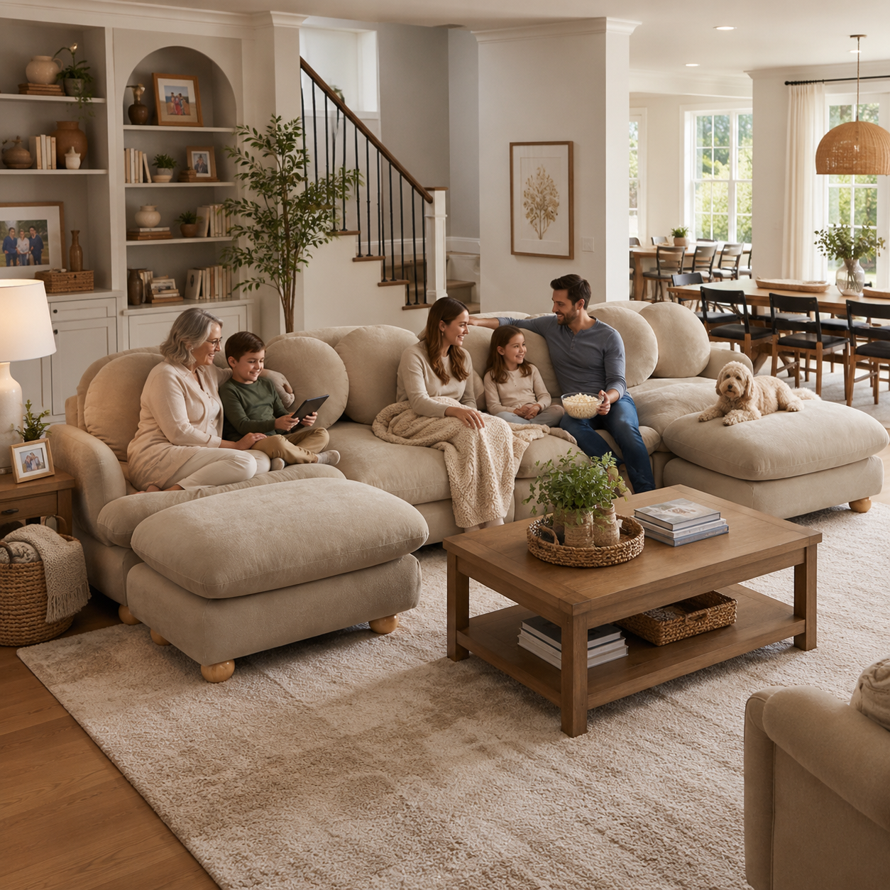 Montclair 123" Modular U-Shaped Chenille Sectional Sofa with 2 Ottomans