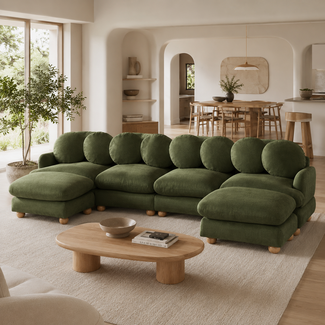 Montclair 123" Modular U-Shaped Chenille Sectional Sofa with 2 Ottomans