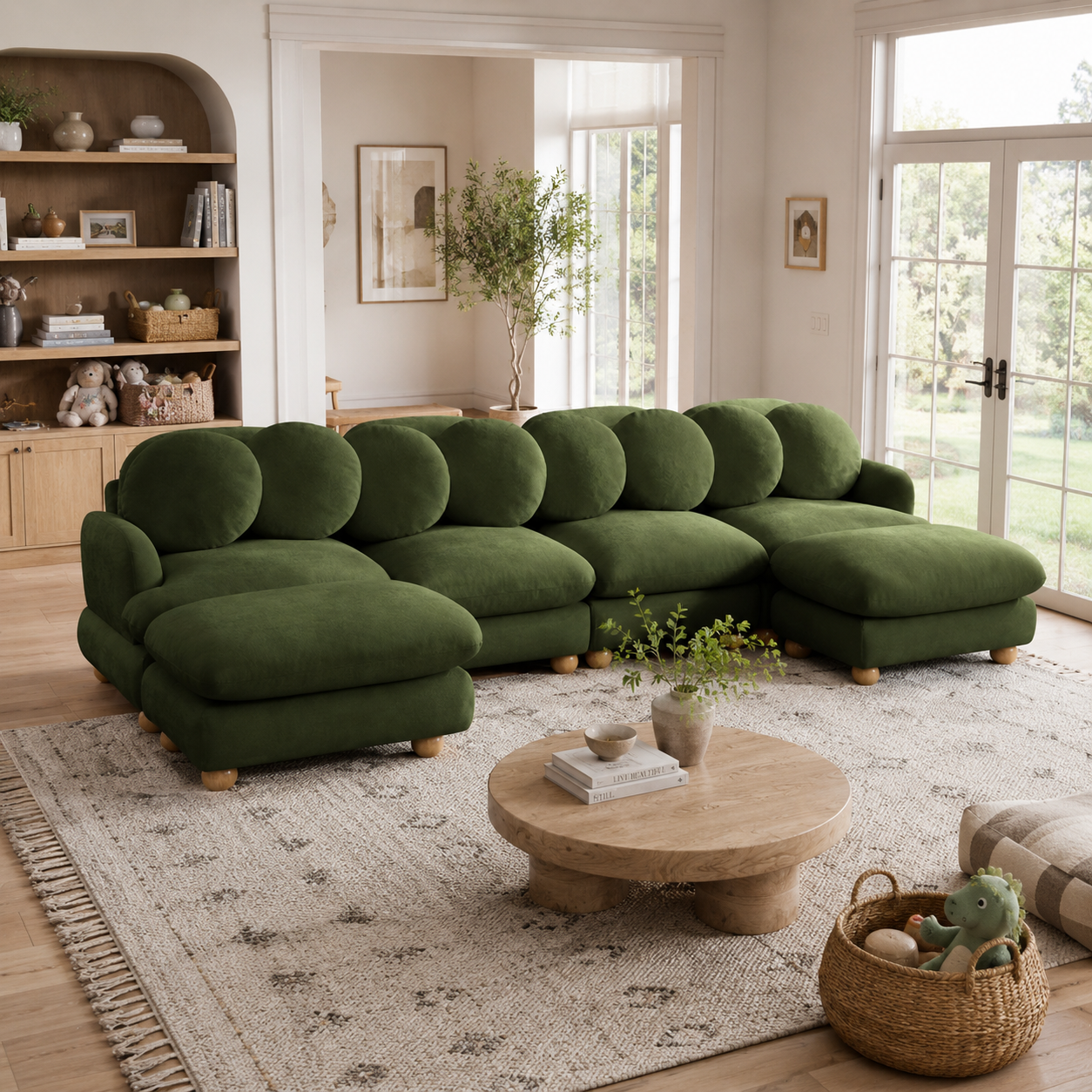 Montclair 123" Modular U-Shaped Chenille Sectional Sofa with 2 Ottomans