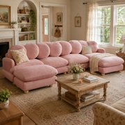 Montclair 123" Modular U-Shaped Chenille Sectional Sofa with 2 Ottomans