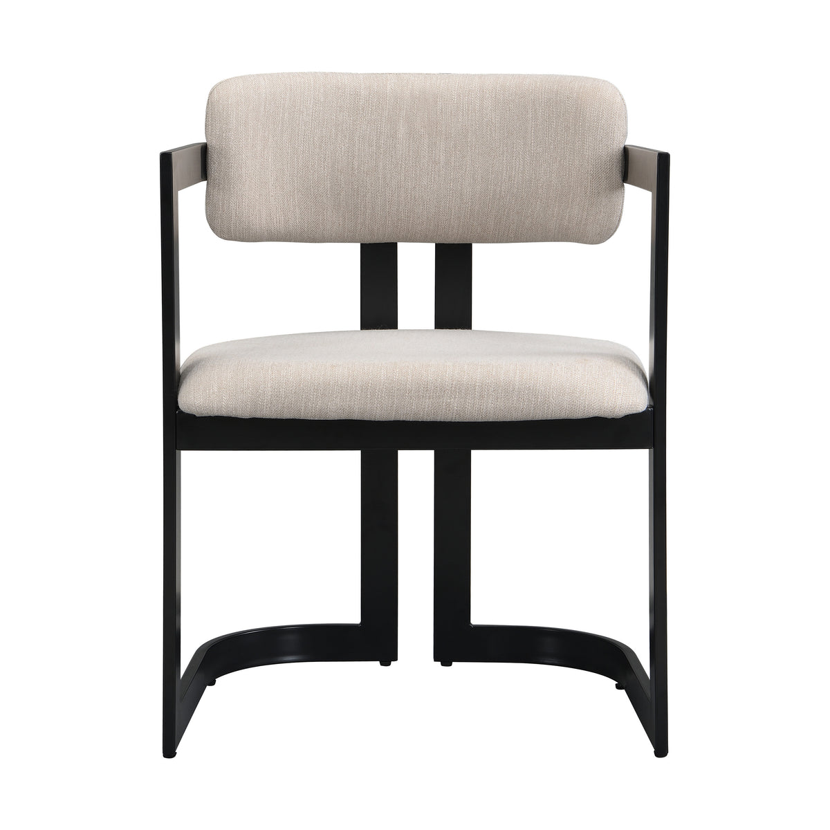 Morava black upholstered metal dining armchair front view