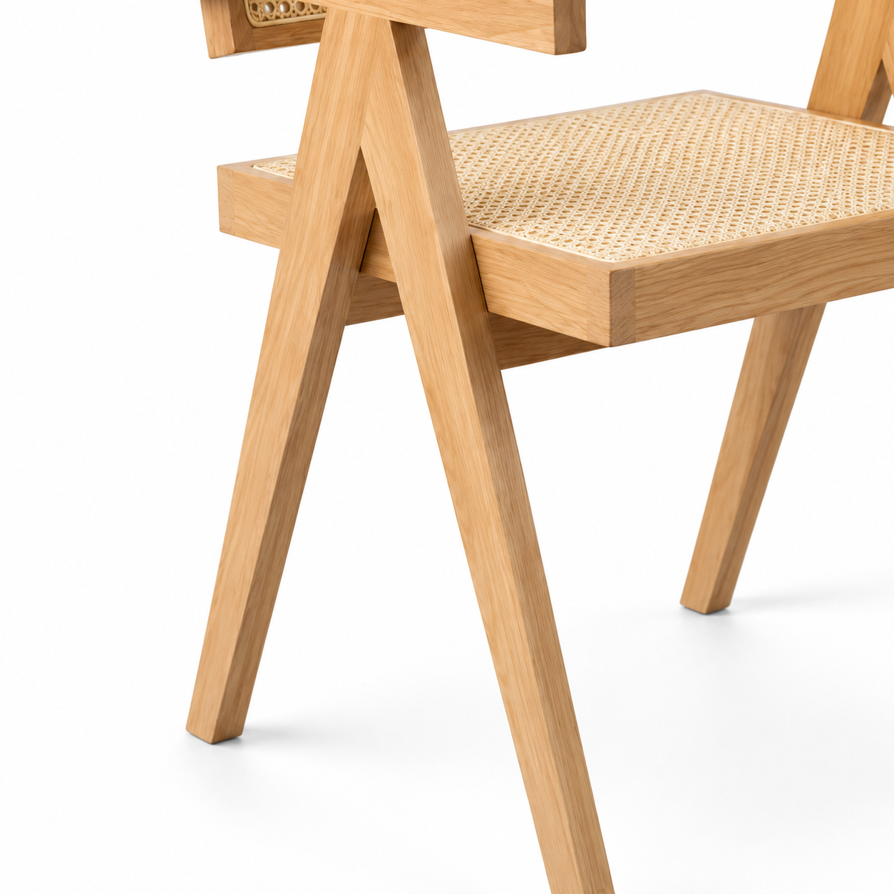 Mosel natural dining chair side view with angled wood legs
