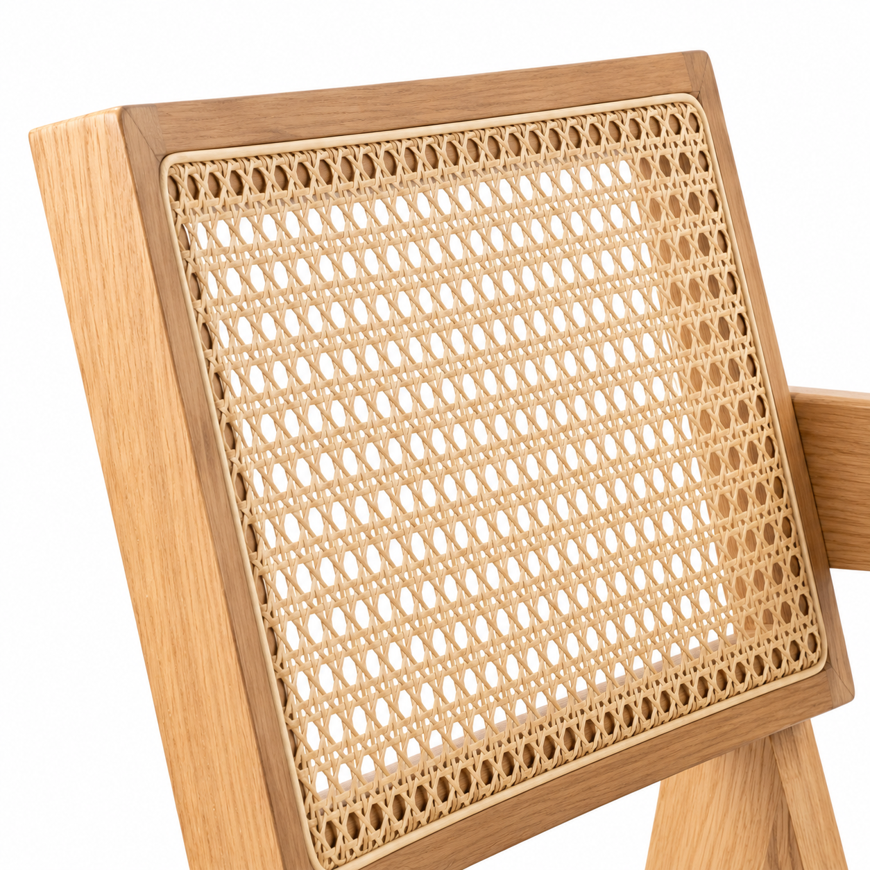 Mosel natural dining chair close-up of the woven cane pattern on the backrest