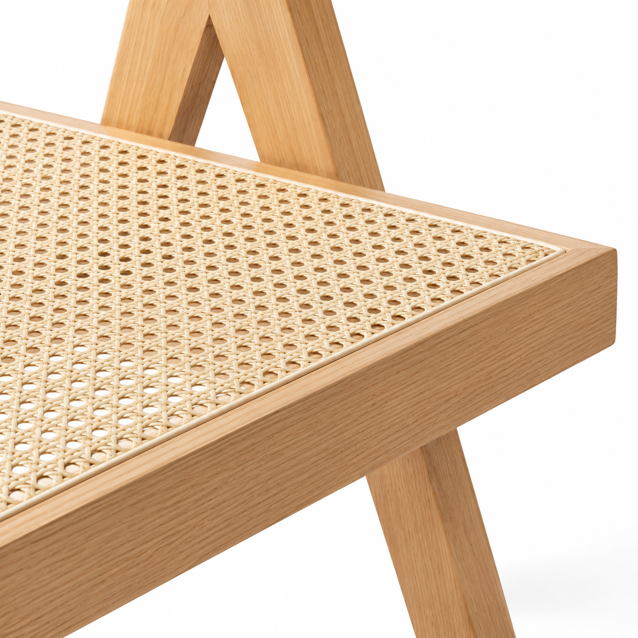 Mosel natural dining chair close-up of the handwoven rattan seat surface
