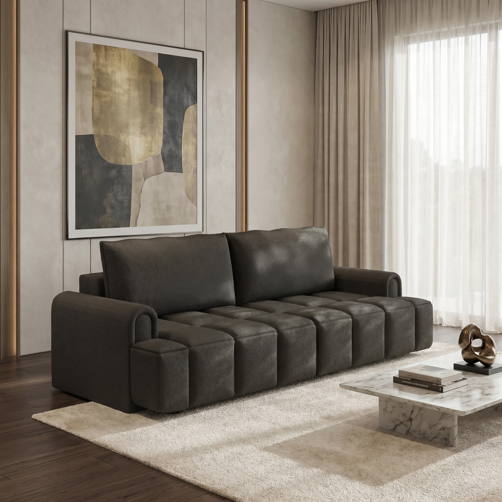 Muncie black sleeper sofa showing sofa configuration in modern interior