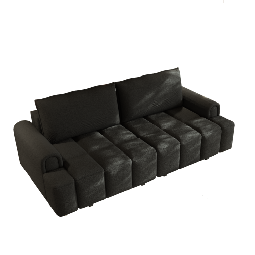 Muncie black sleeper sofa showing sofa mode on white background