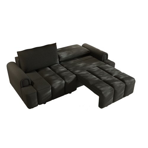 Muncie black sleeper sofa showing single side convertible sleeper setup