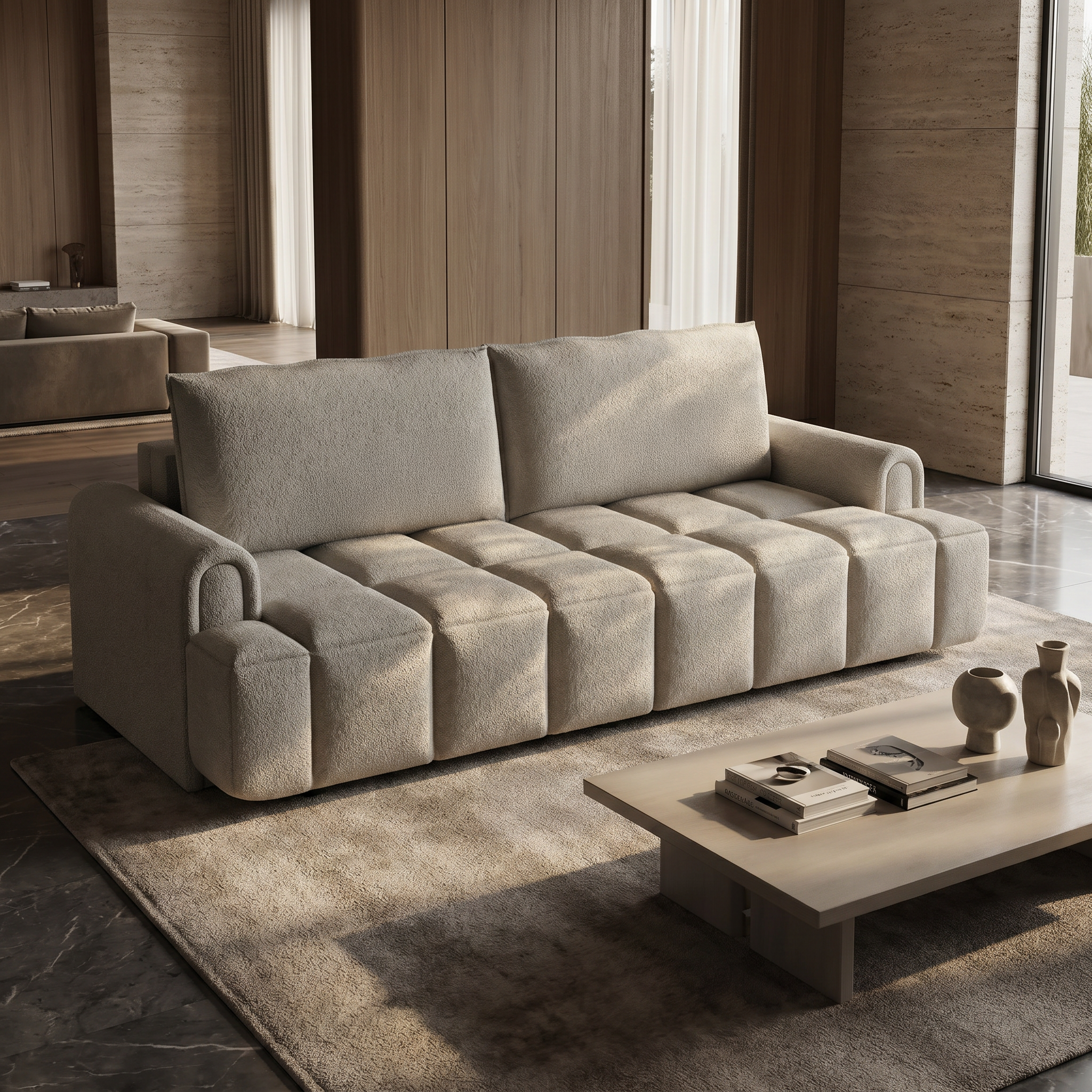 Muncie grey sleeper sofa showing sofa configuration in contemporary living room