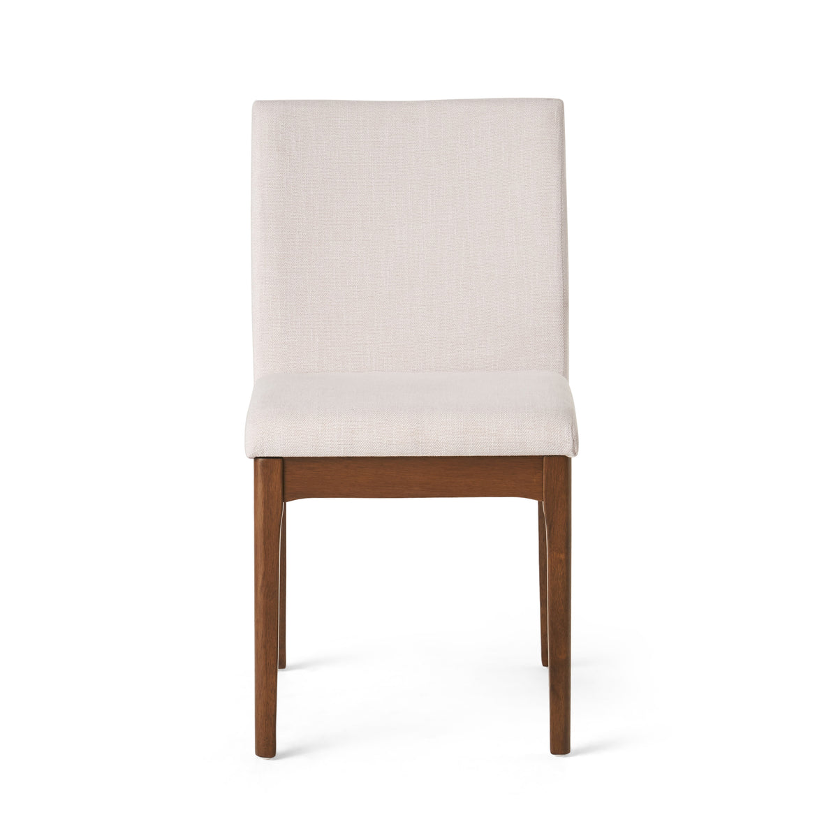Nakuru white upholstered Parsons dining chair straight front view on white background