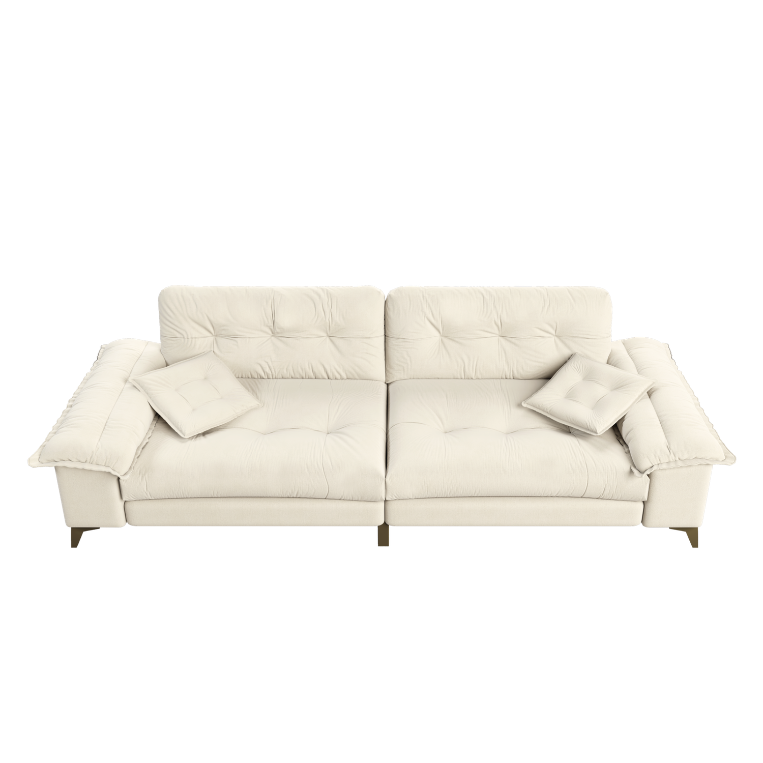 Newton beige modular chenille tufted sofa showing front view isolated sofa image on white background