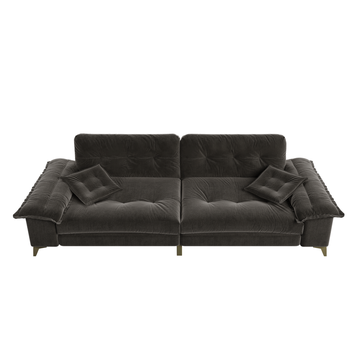 Newton dark grey modular chenille tufted sofa showing front view isolated sofa image on white background