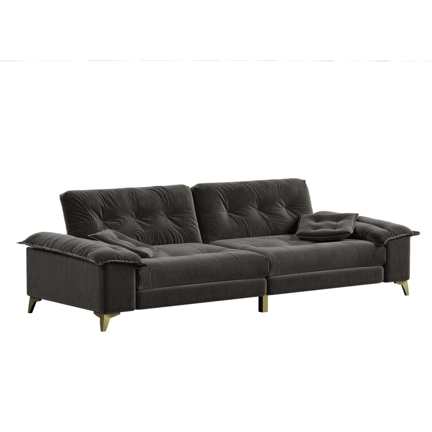Newton dark grey modular chenille tufted sofa showing front angled view isolated sofa image on white background
