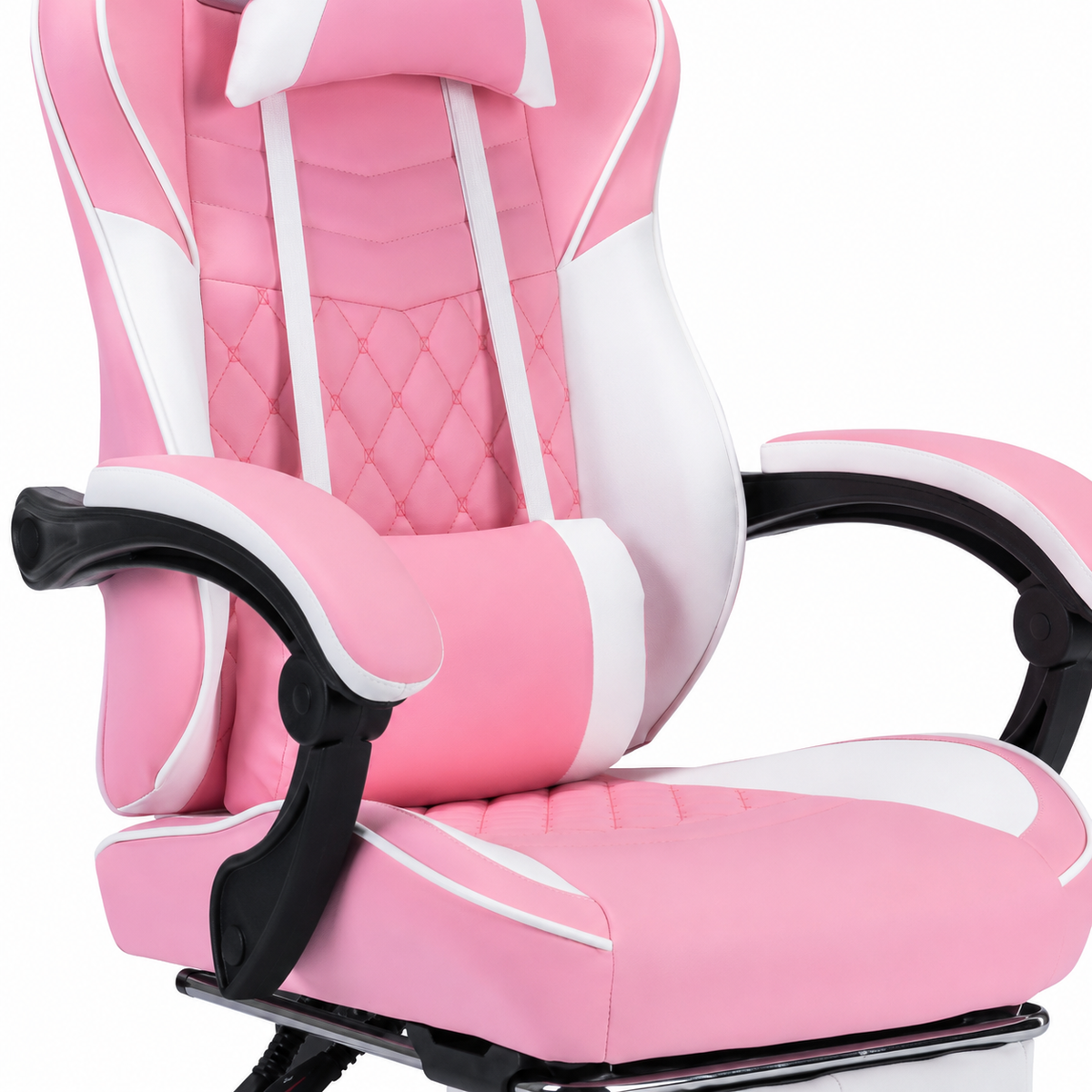 Nexar pink gaming chair showing padded seat and backrest detail