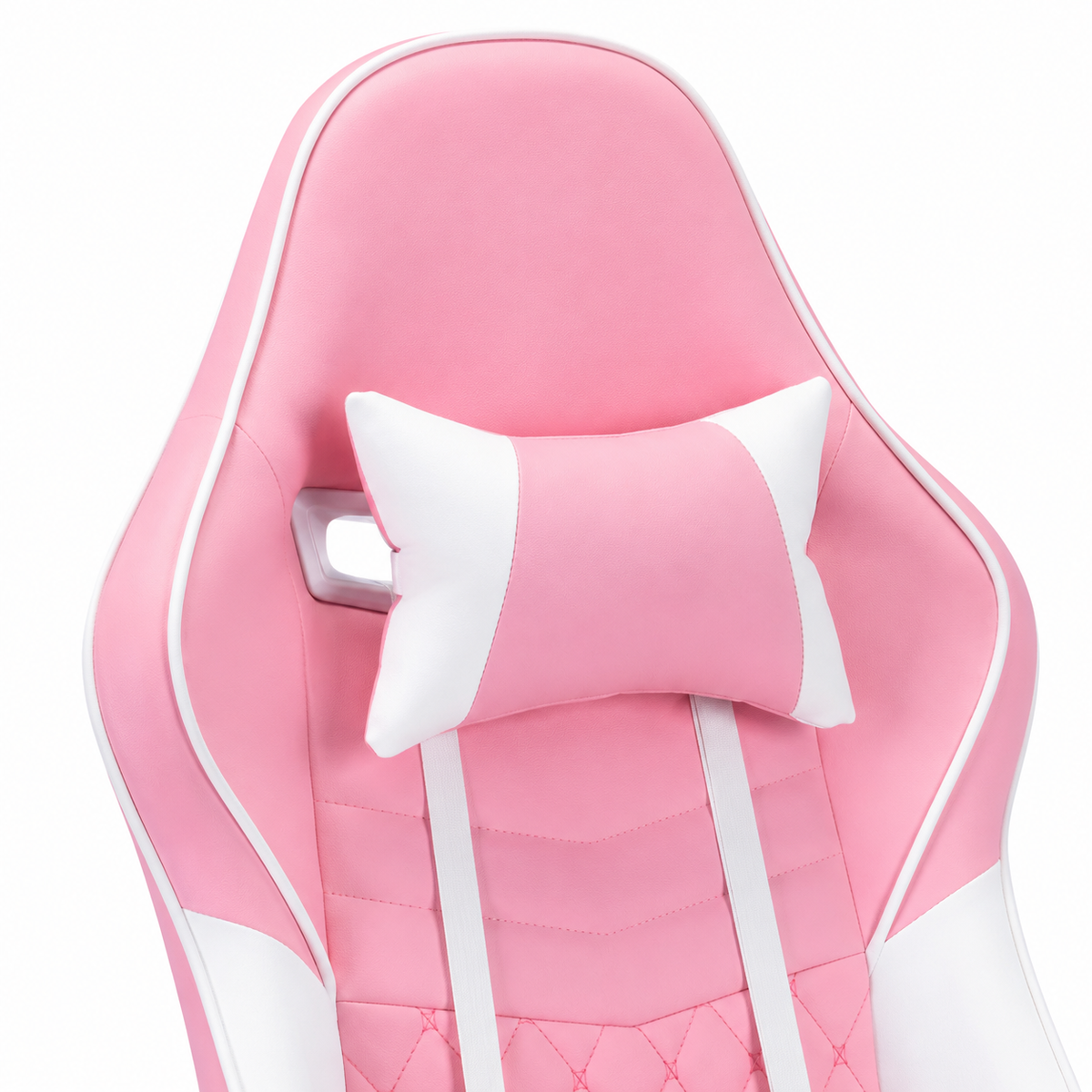 Nexar pink gaming chair showing headrest  detail