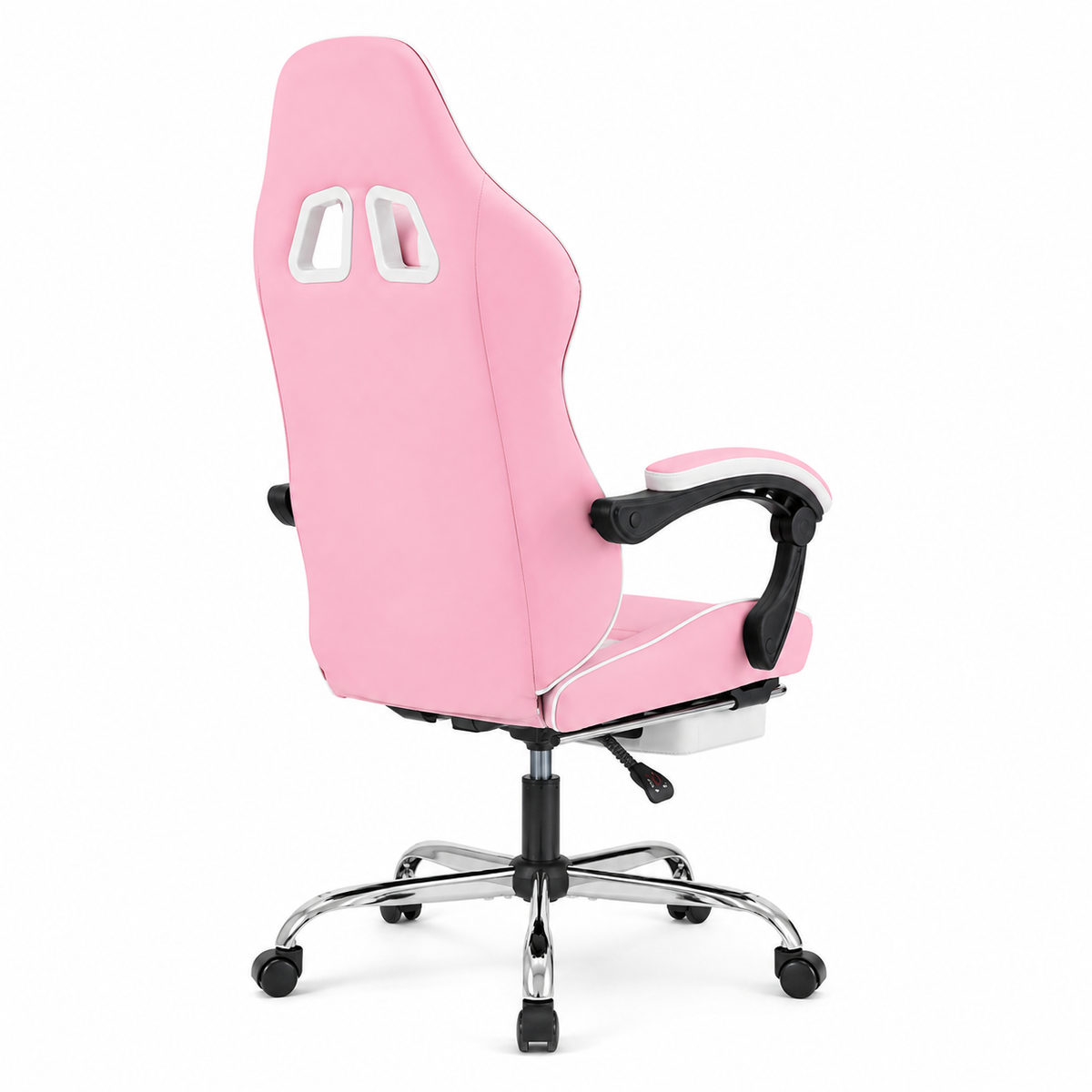 Nexar pink ergonomic gaming chair side view on white background