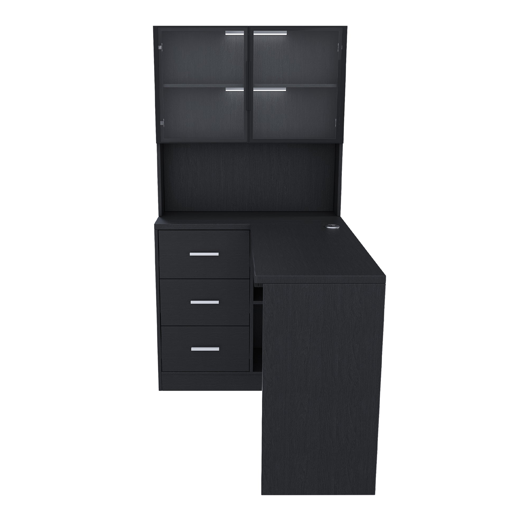 Nord black computer desk showing front angled isolated product image on white background