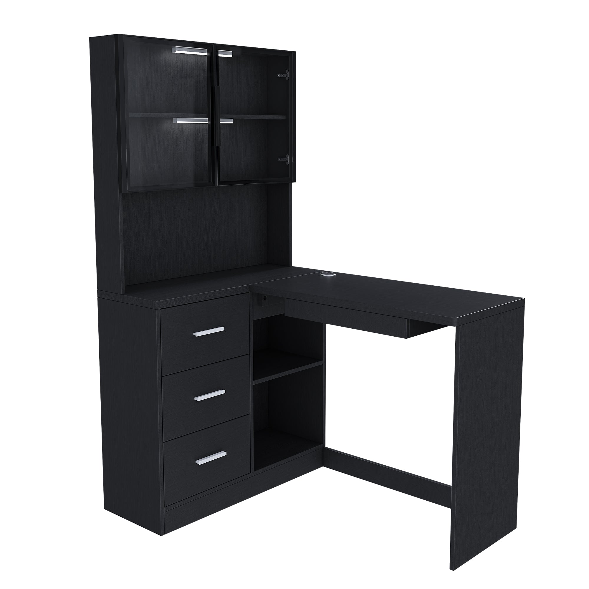 Nord black computer desk showing front view isolated product image on white background
