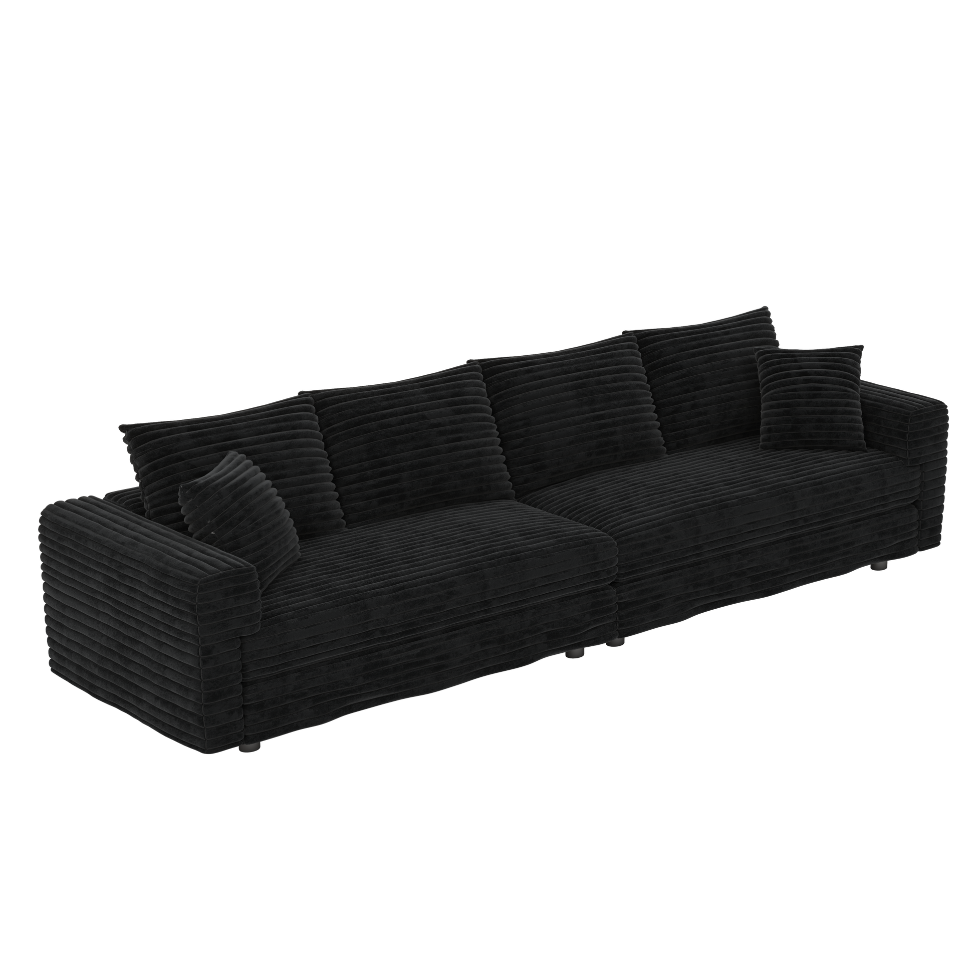 Norwalk black corduroy modular sofa angled view with transparent background