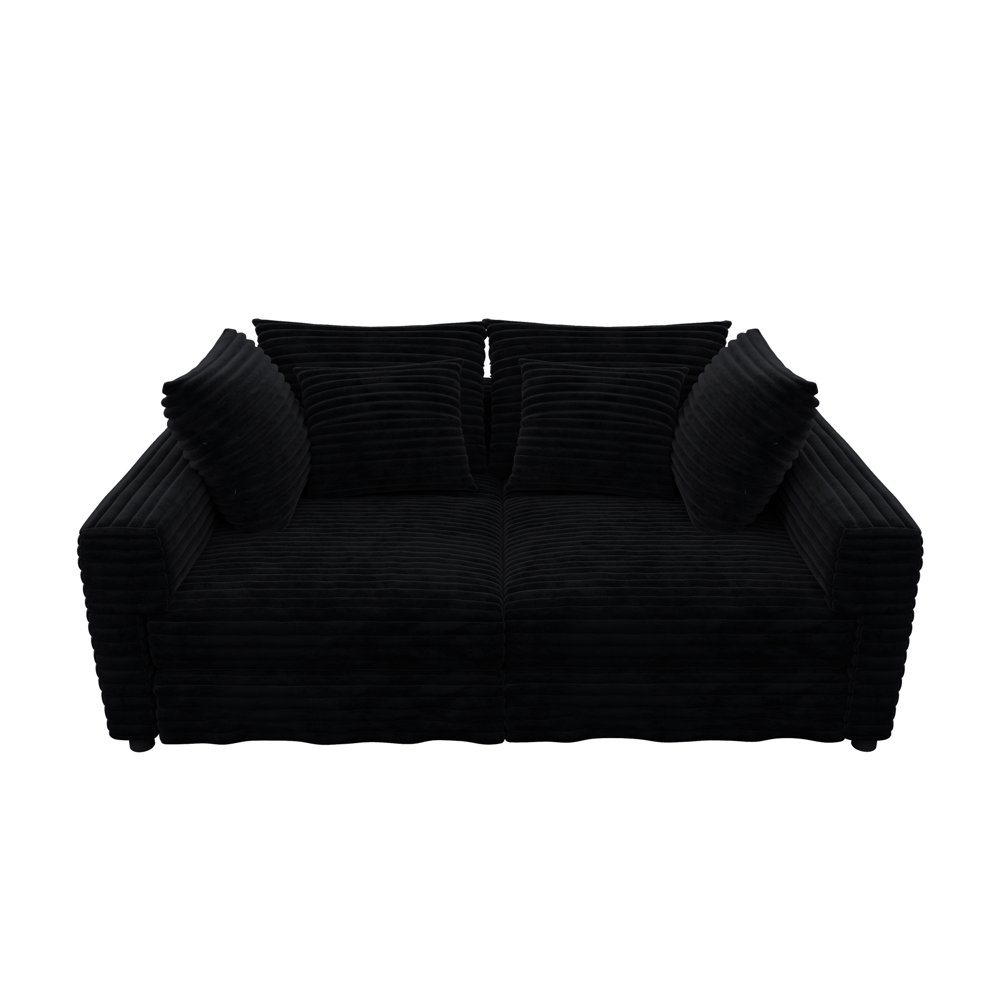 Norwalk black chaise lounge modular sofa front view with transparent background