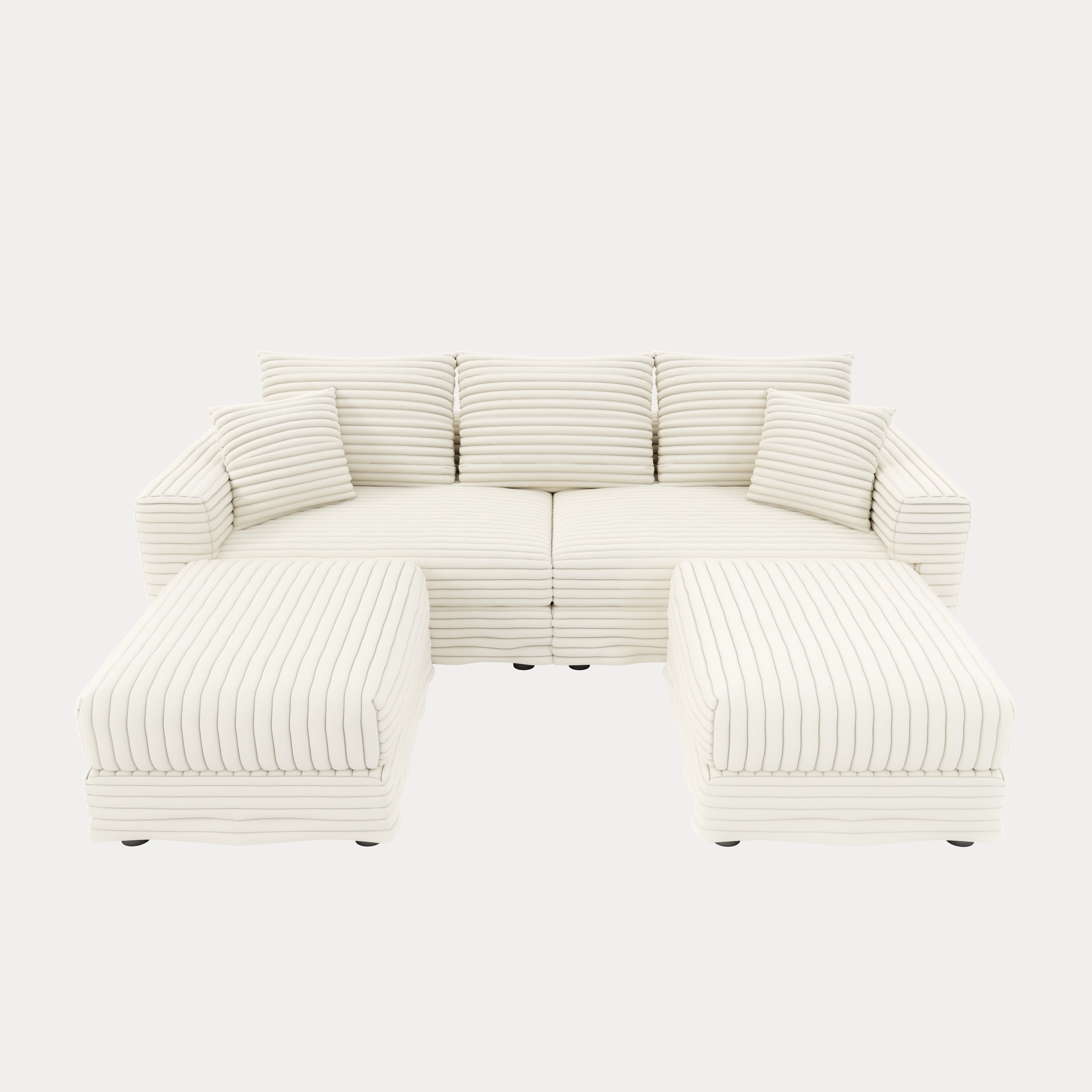Norwalk 83" Modular Plush Corduroy U-Shaped Sectional Sofa with 2 Movable Ottomans