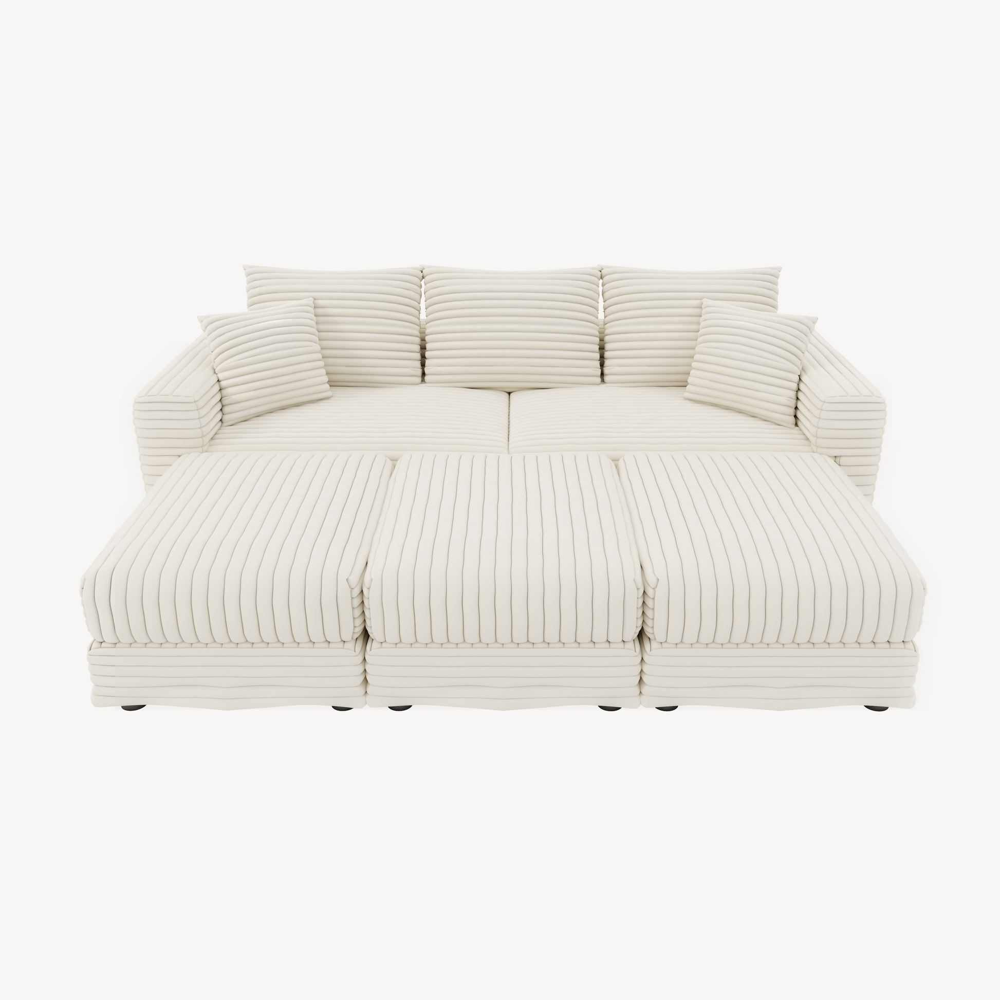  Norwalk beige sectional sofa showing main product view with modular ottomans