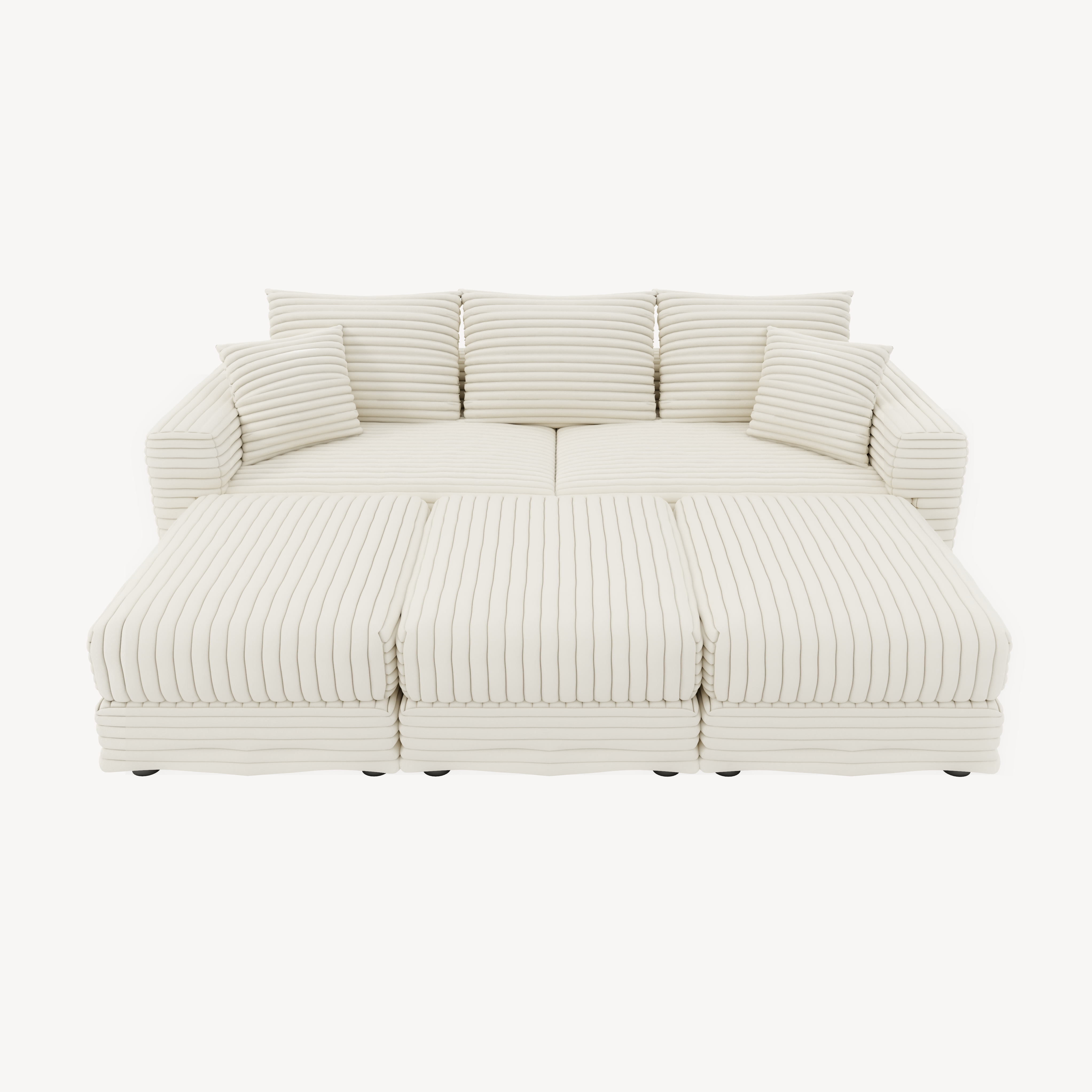  Norwalk beige sectional sofa showing main product view with modular ottomans