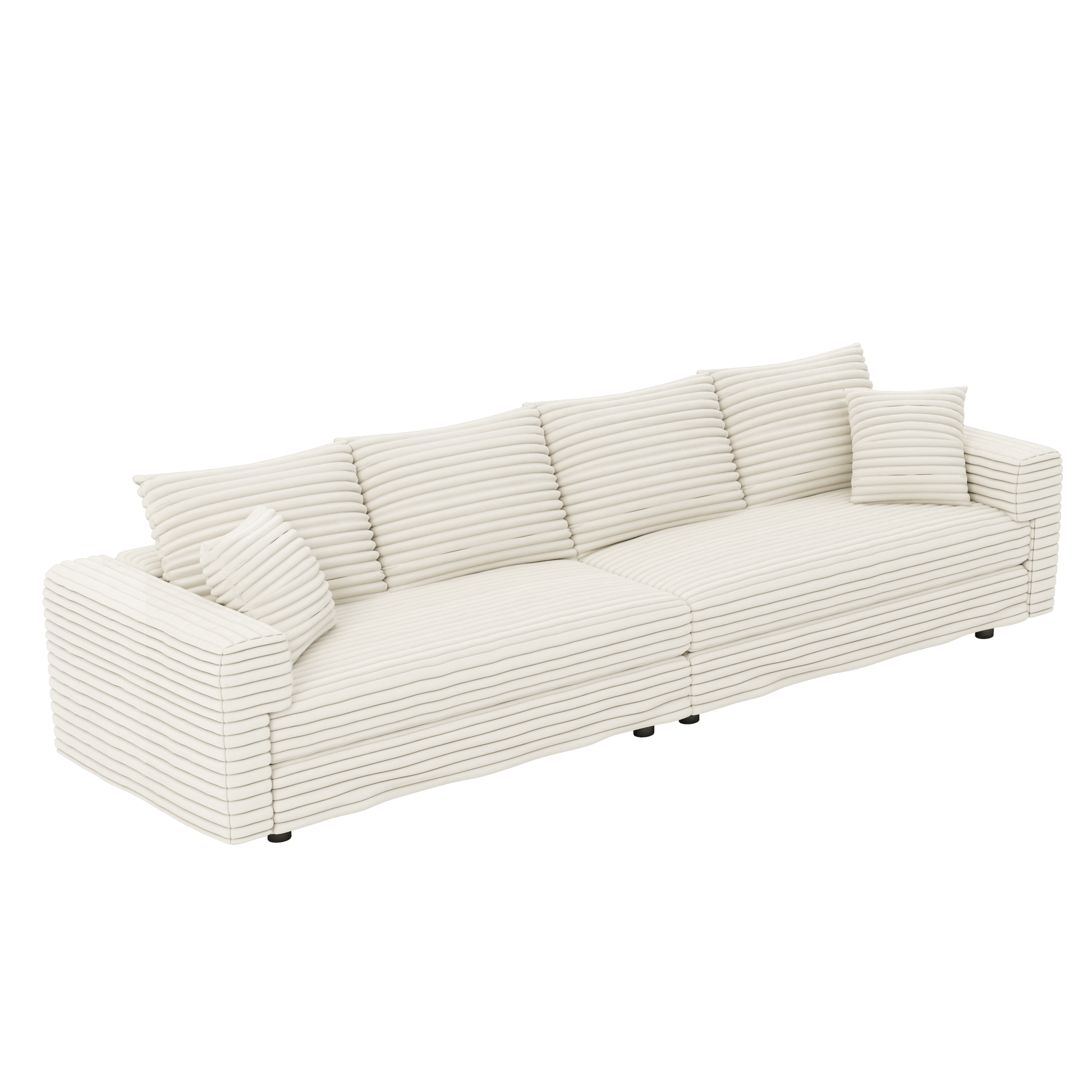 Norwalk beige sofa showing angled view on white background