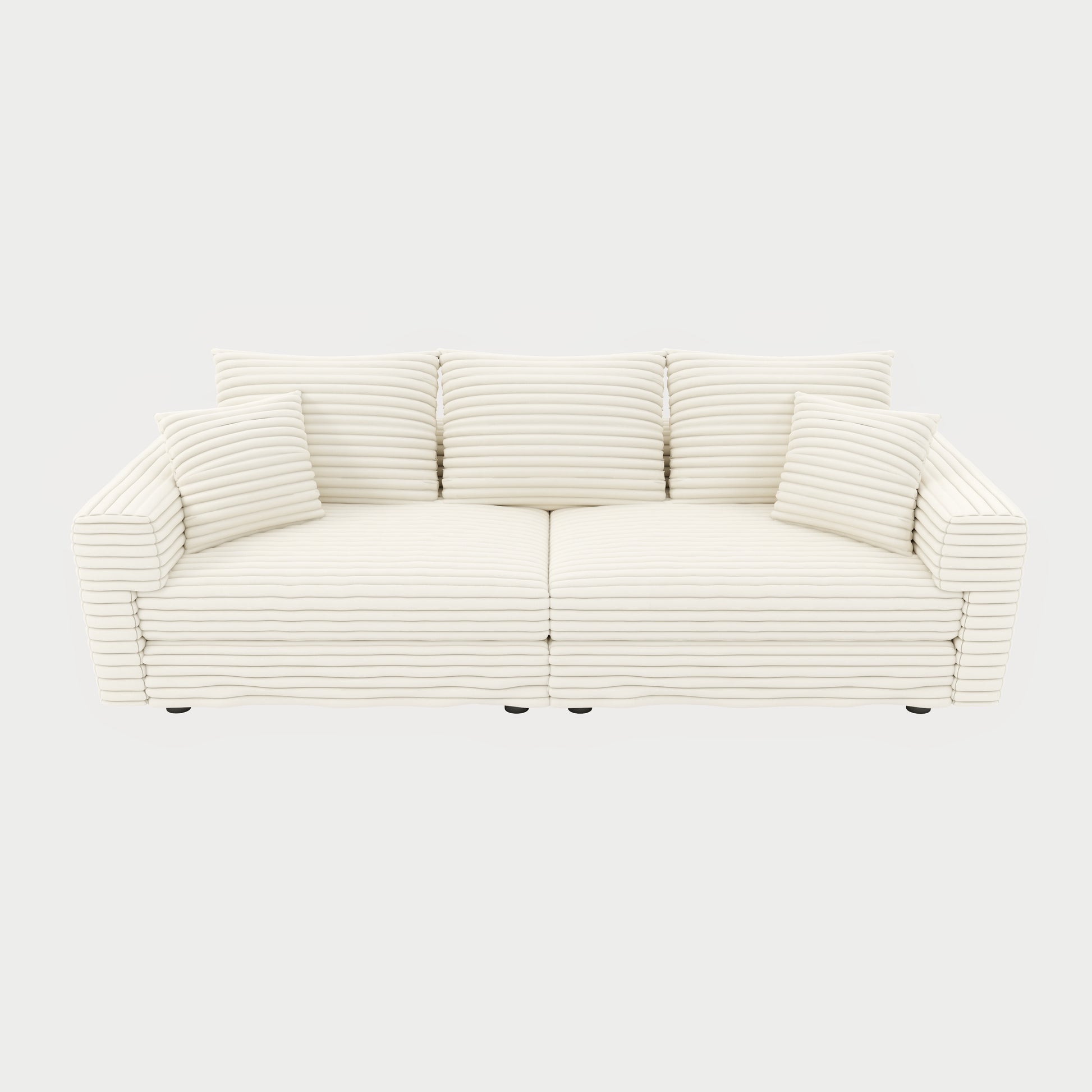Norwalk beige sofa showing front view on white background