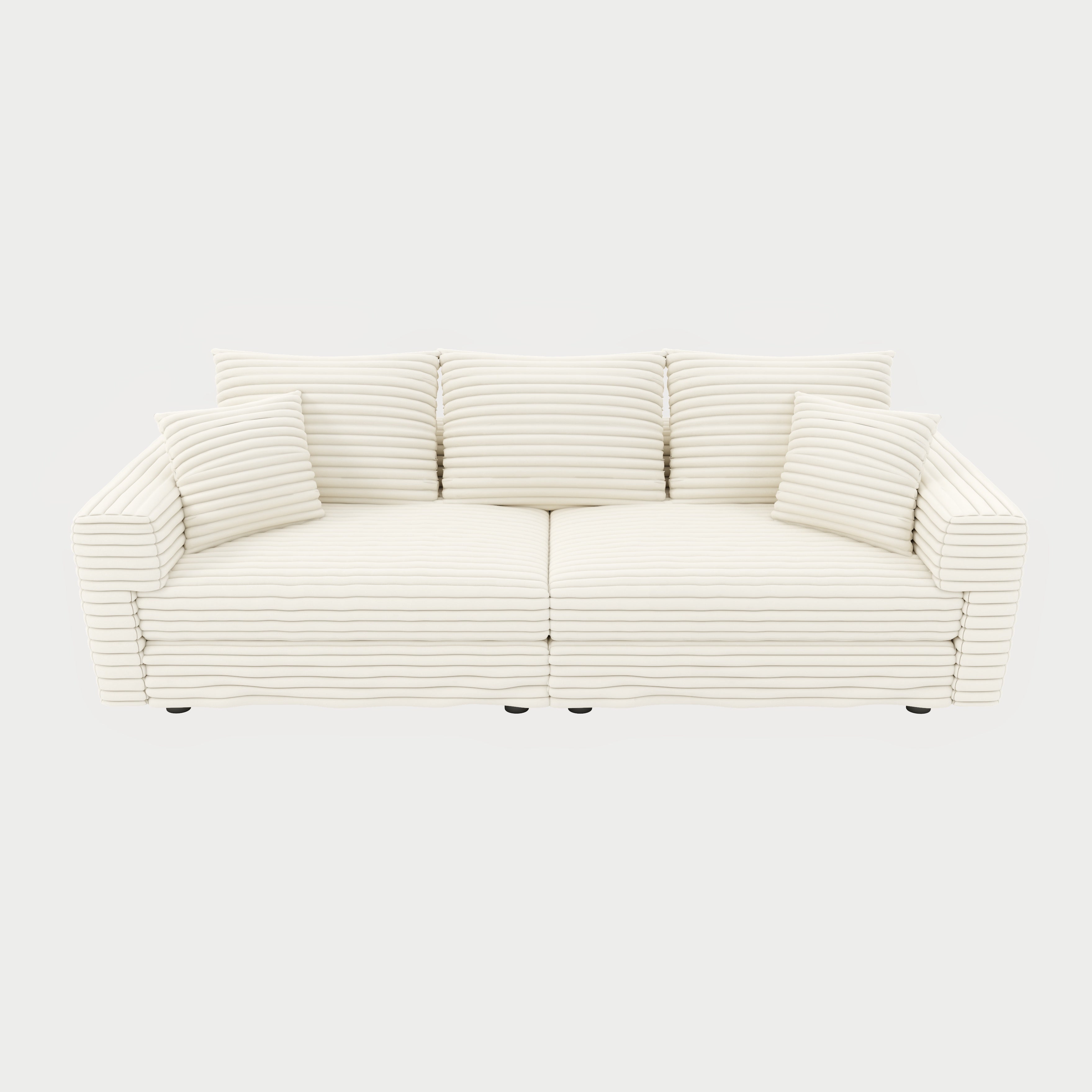 Norwalk beige sofa showing front view on white background