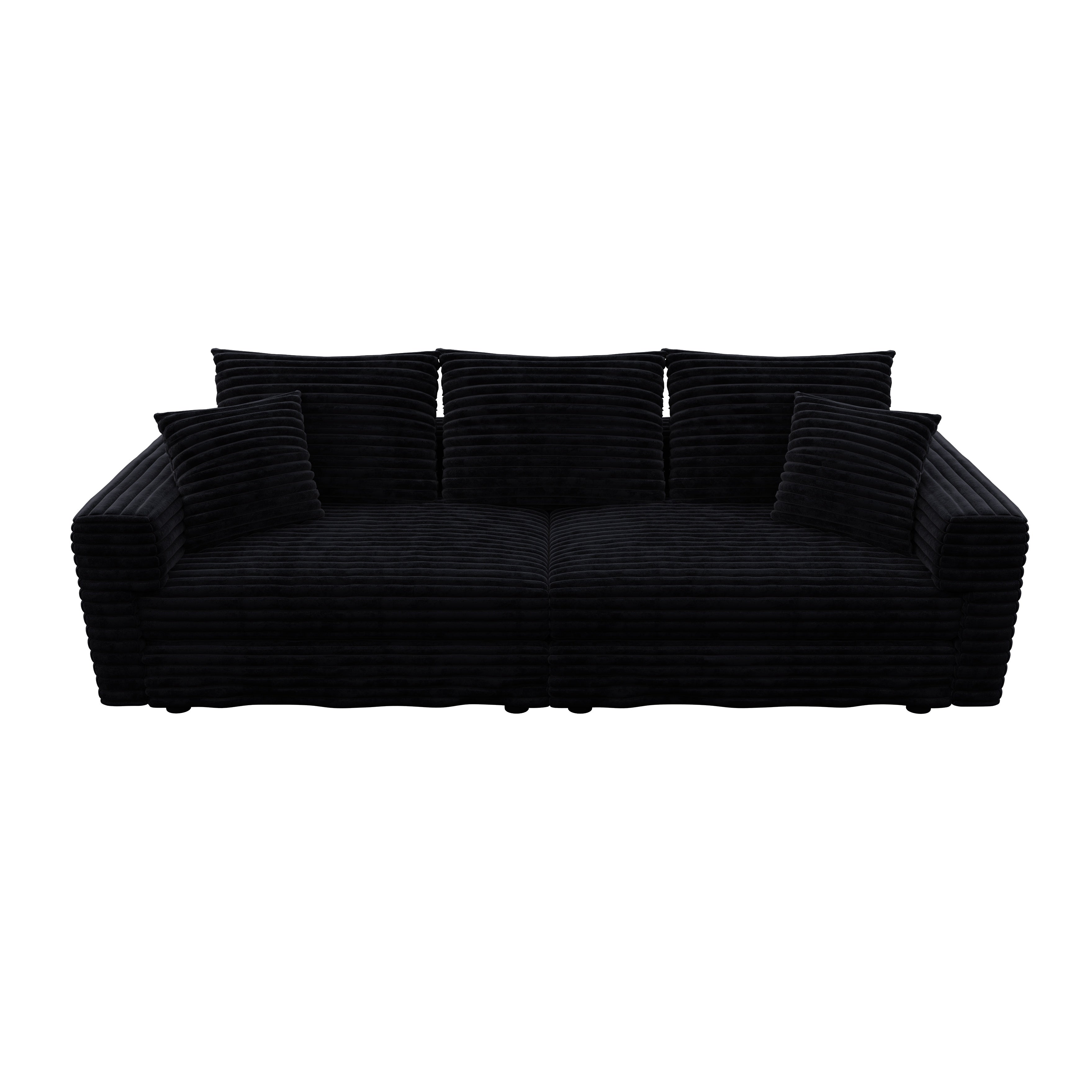 Norwalk black sofa showing front view on white background