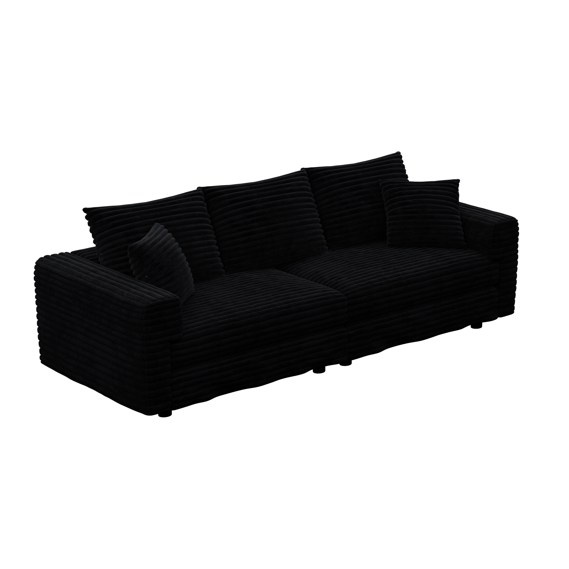 Norwalk black sofa showing angled view on white background