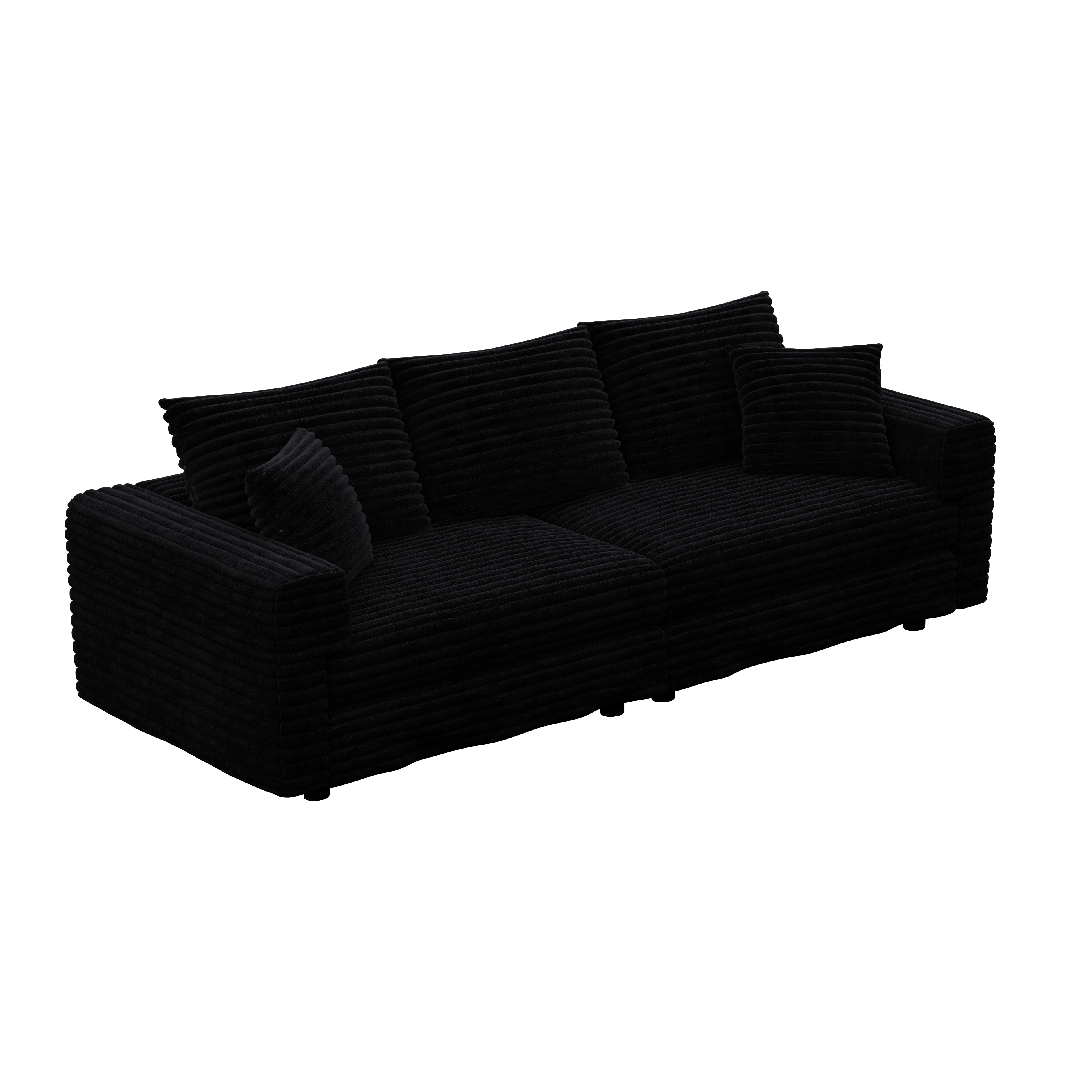 Norwalk black sofa showing angled view on white background