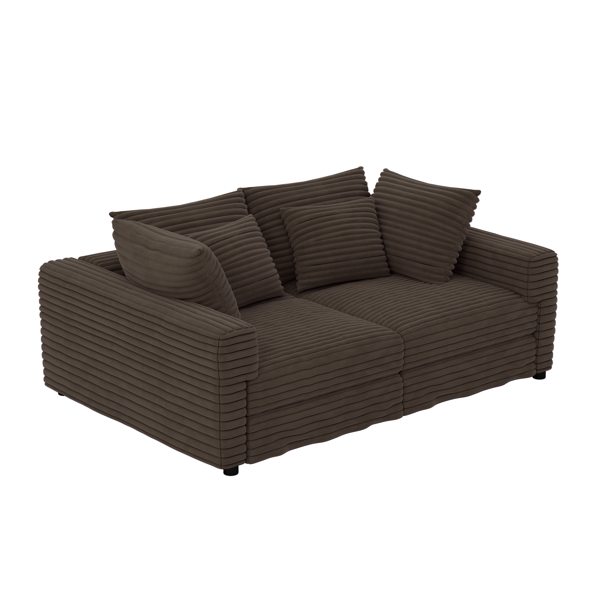 Norwalk brown sofa showing angled view with pillows isolated