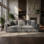 Norwalk gray sofa showing lifestyle living room with fireplace