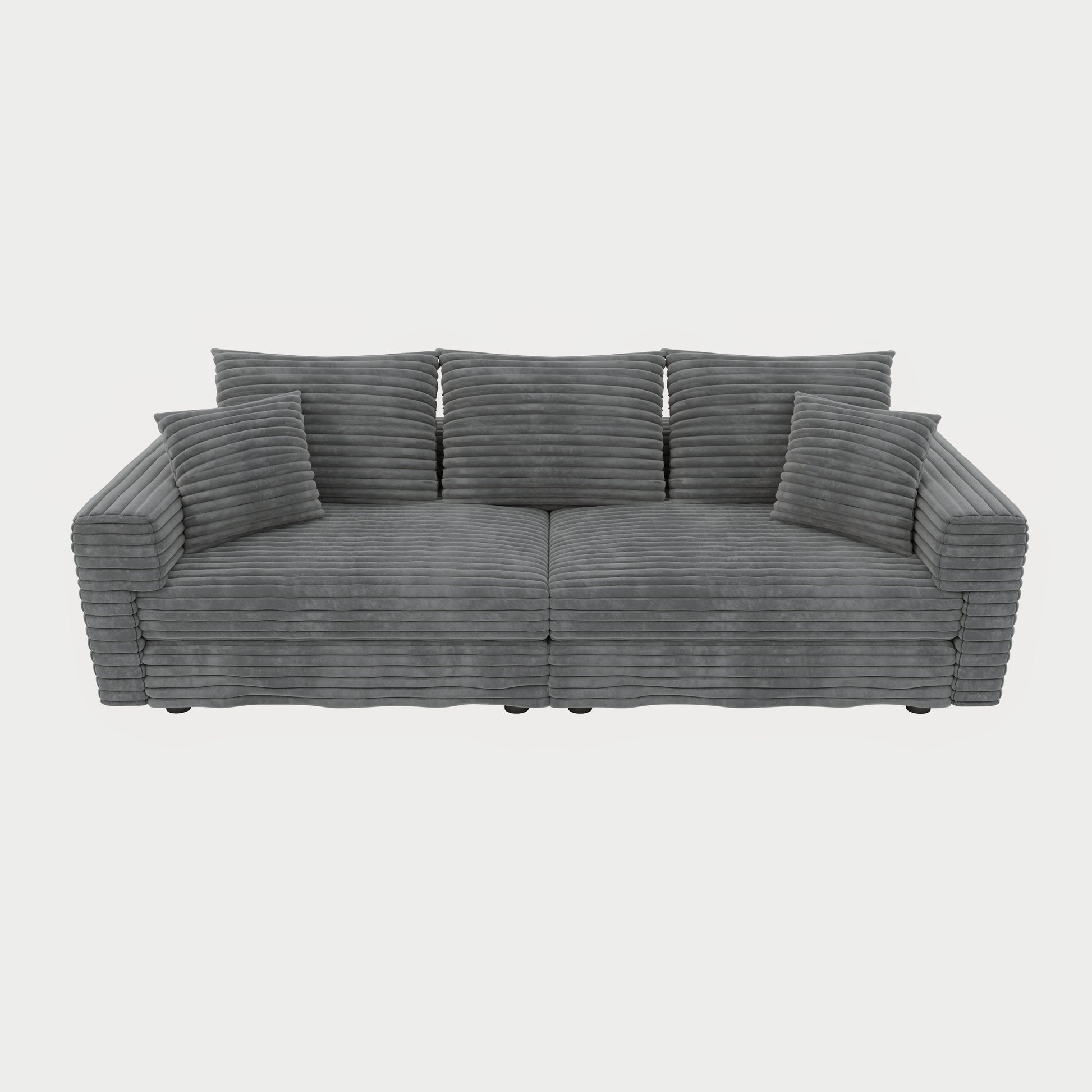 Norwalk gray sofa showing front view on white background