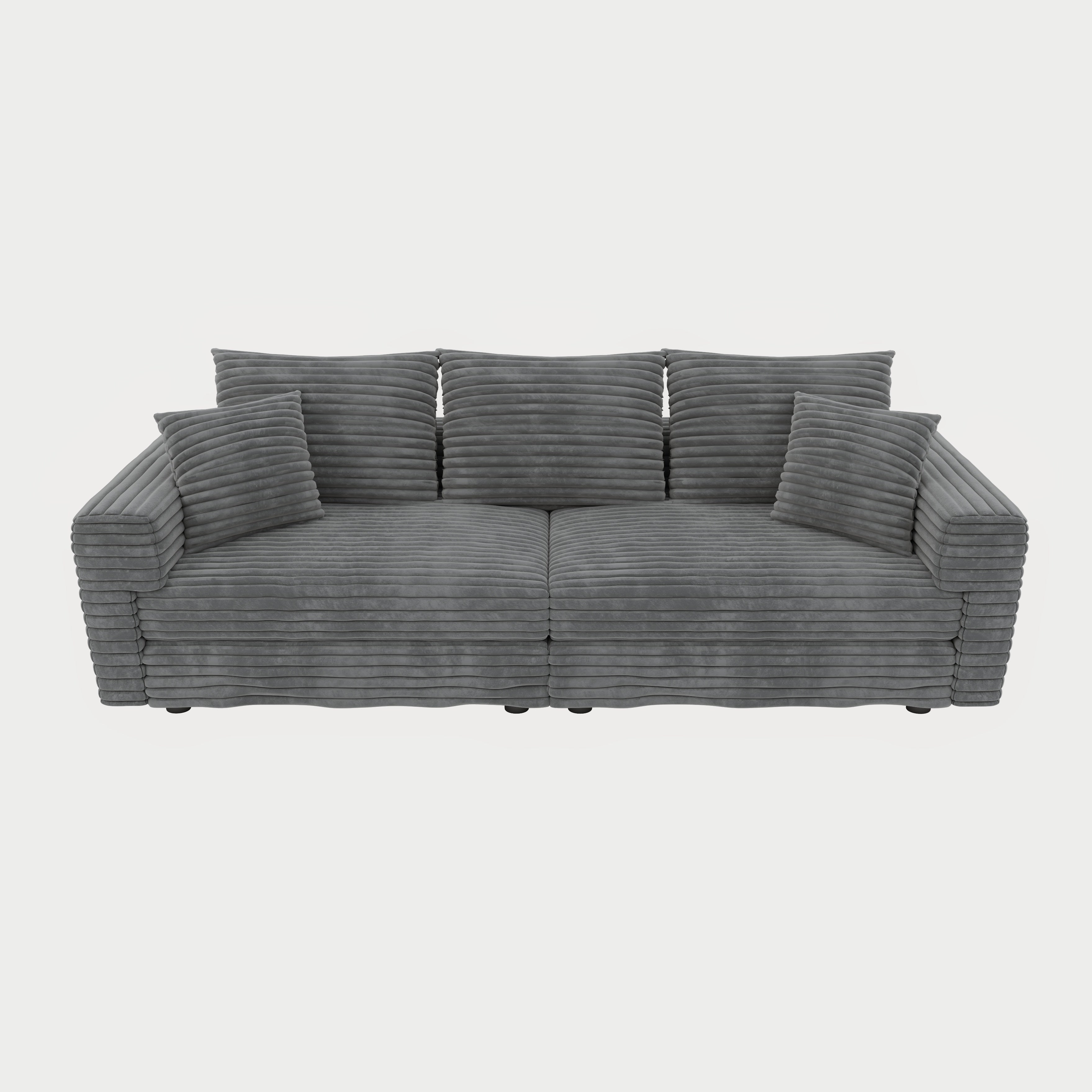 Norwalk gray sofa showing front view on white background