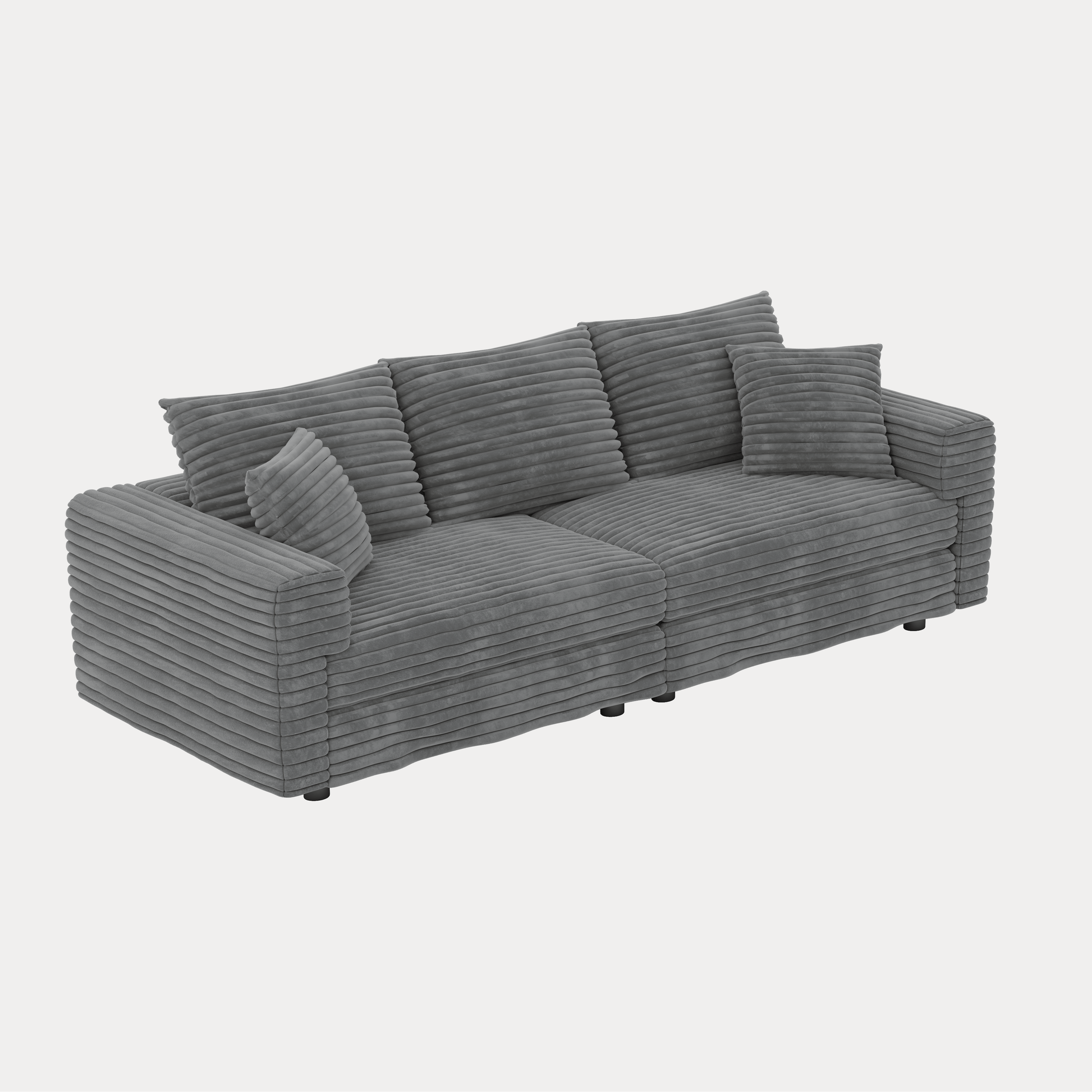 Norwalk gray sofa showing angled view on white background