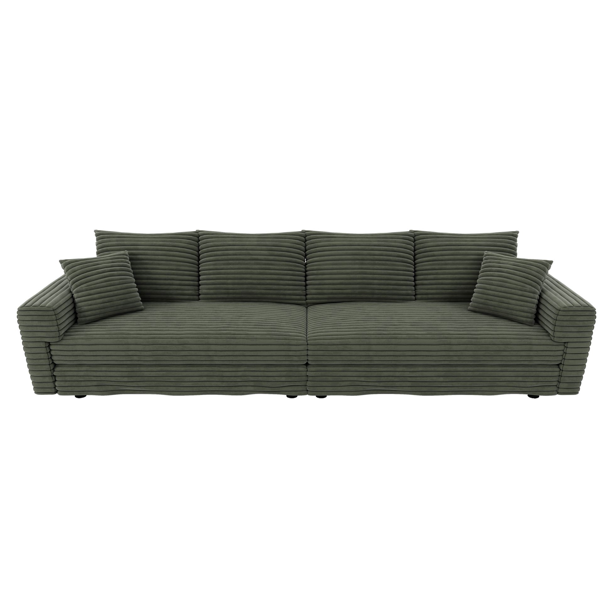 Norwalk green sofa showing front view isolated