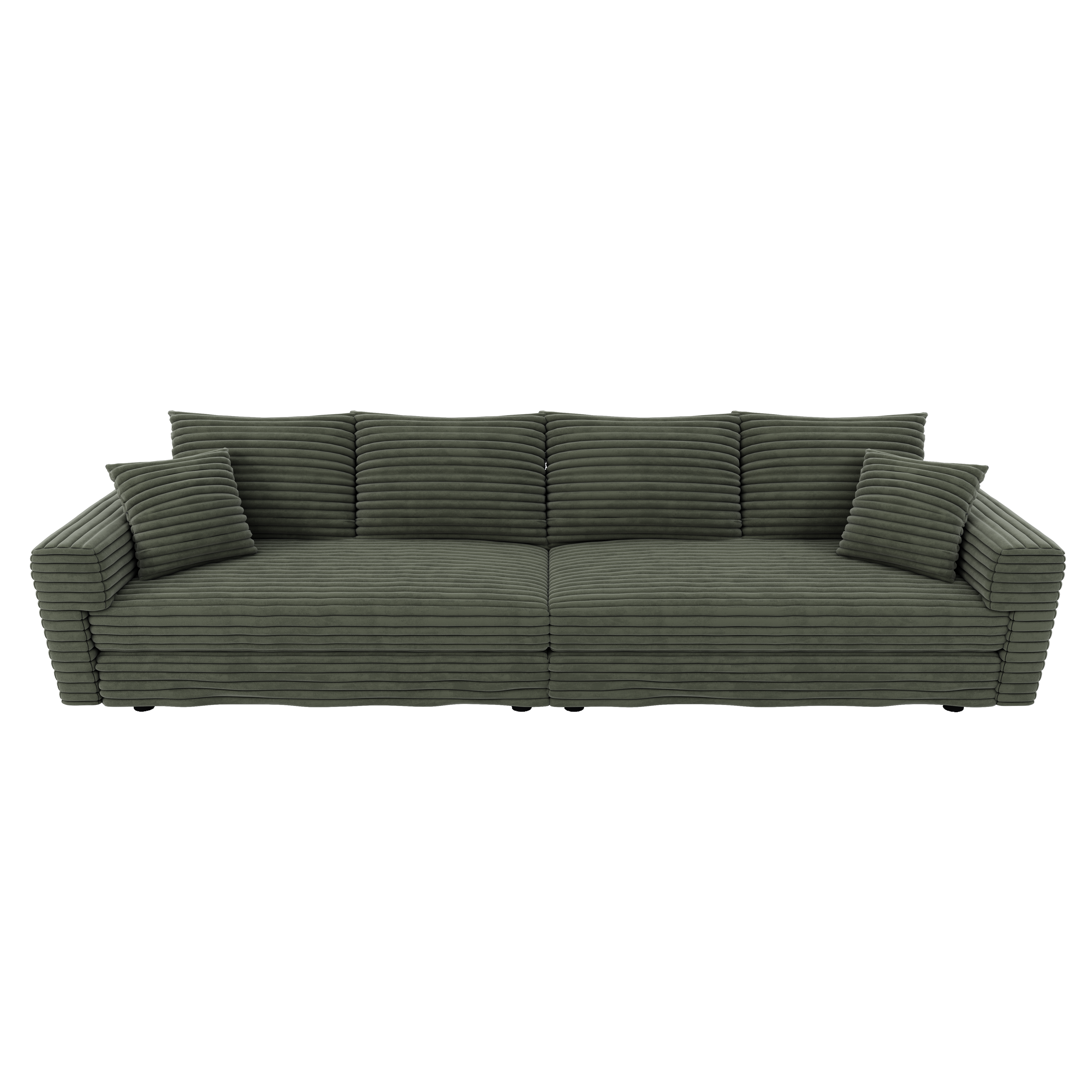 Norwalk green sofa showing front view isolated