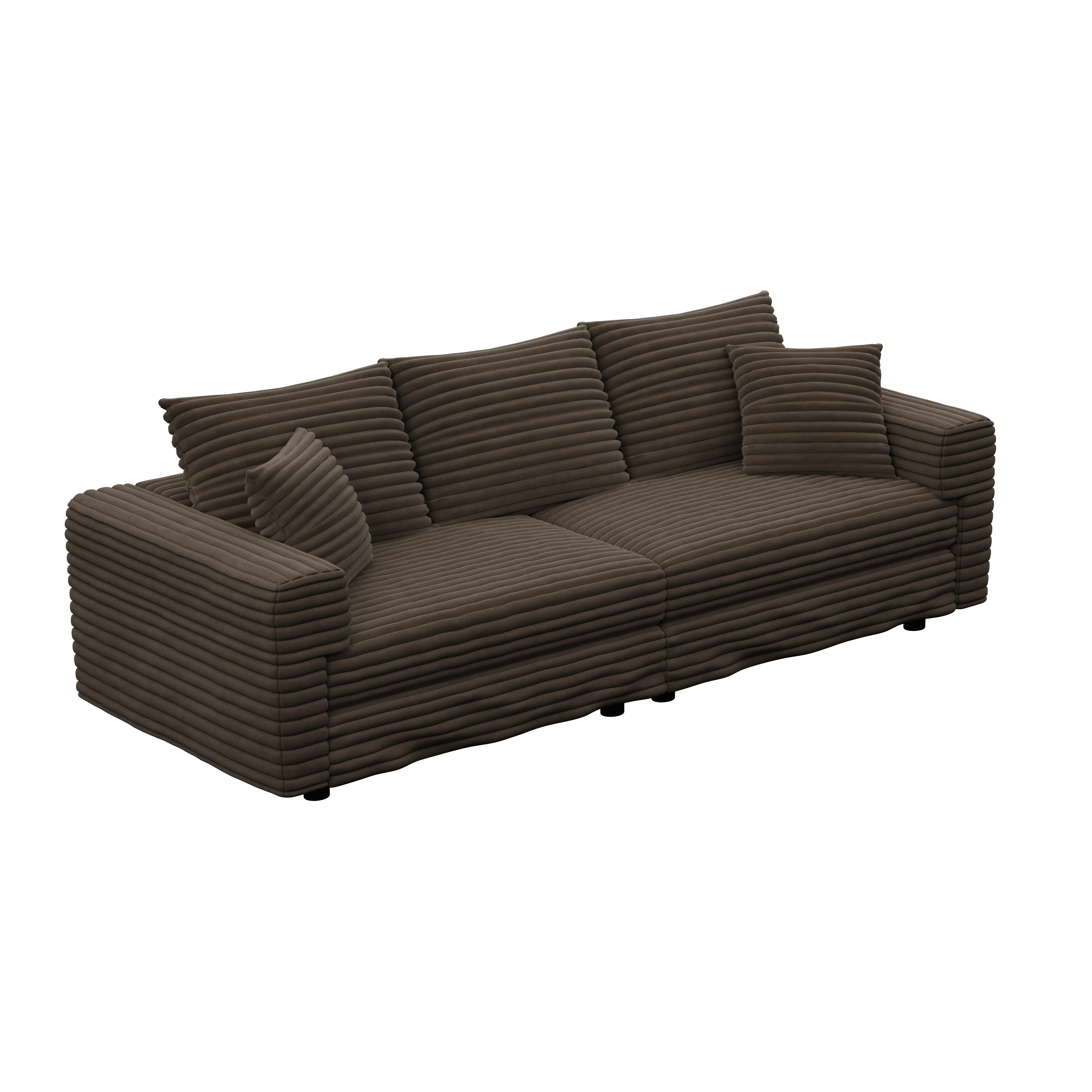 Norwalk light camel sofa showing angled view on white background