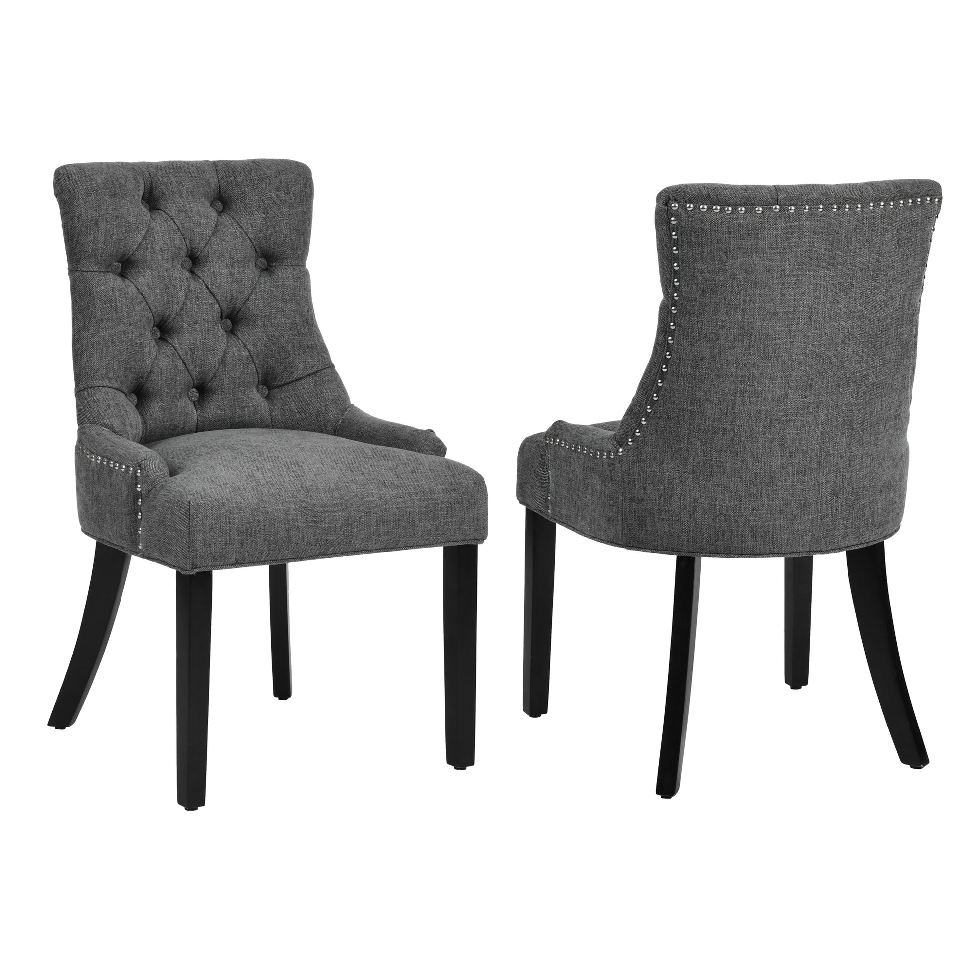 Nutton gray dining chair showing front and rear views