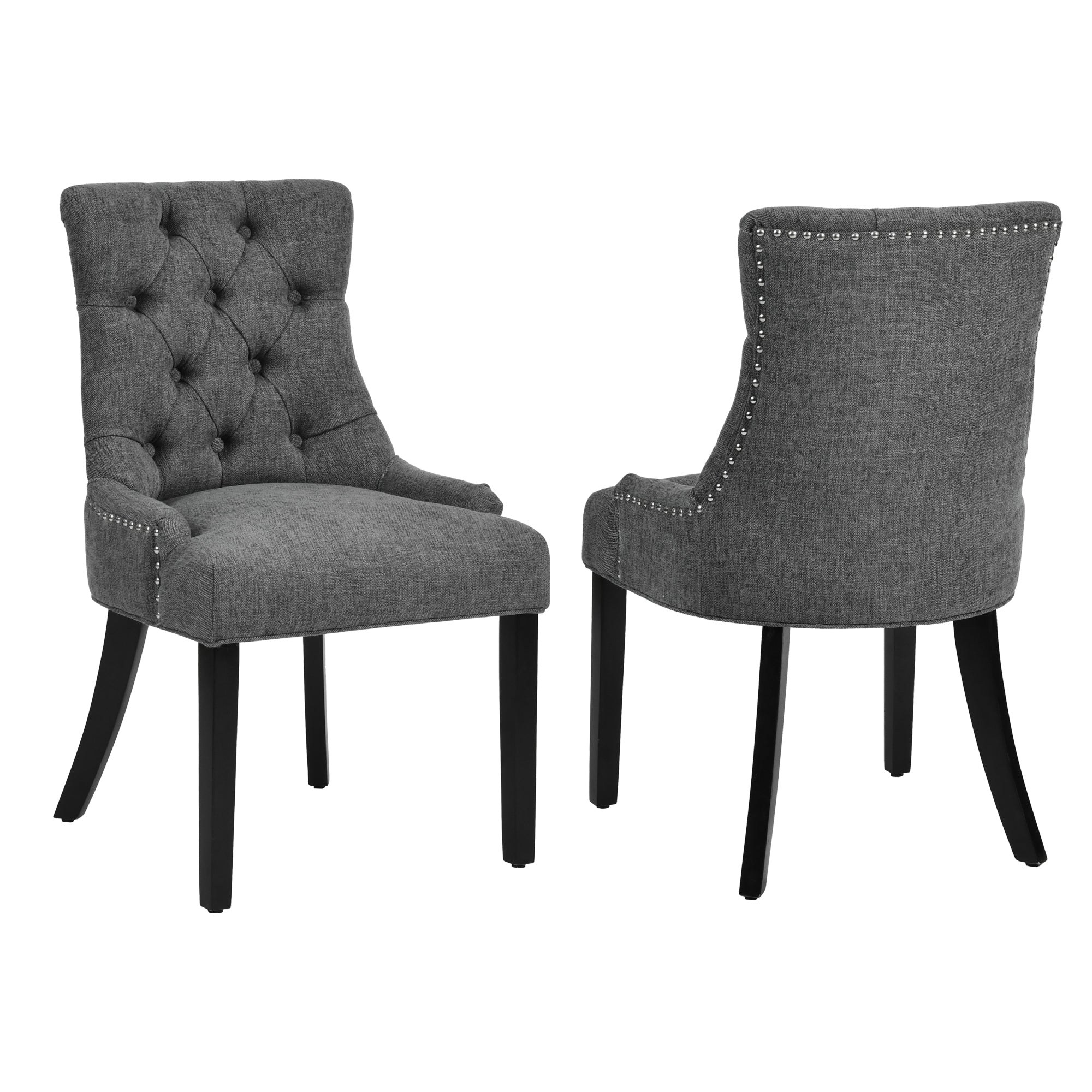 Nutton gray dining chair showing front and rear views