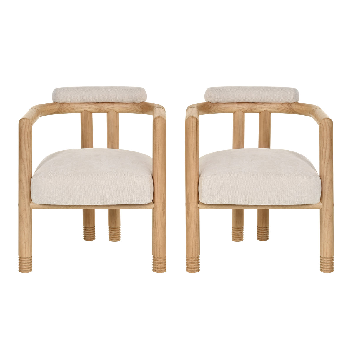 Ohrid natural dining chair showing set of 2 front view on a white background